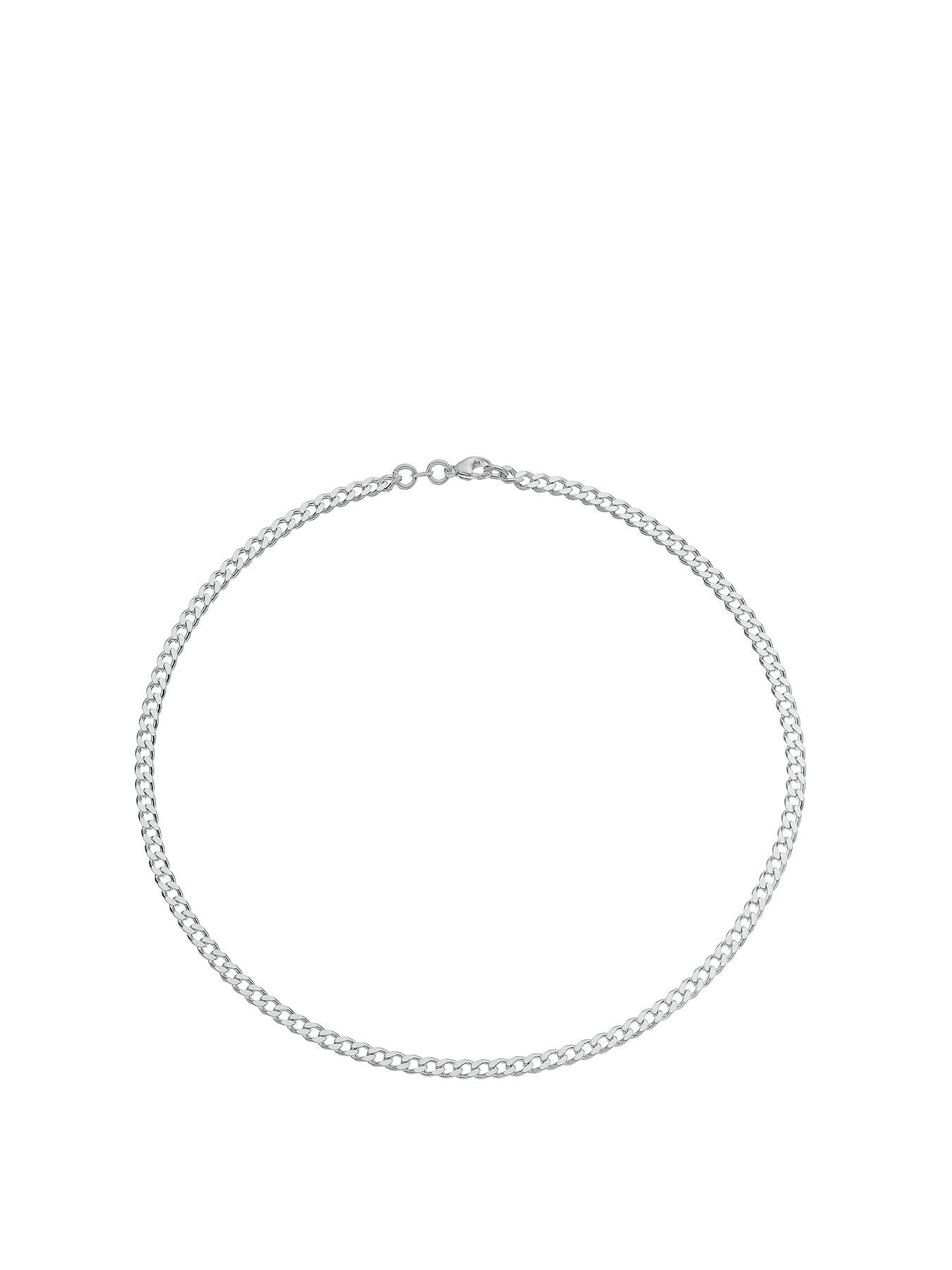 Product photograph of H Samuel Sterling Silver 18 Inch Curb 4mm Chain Necklace from very.co.uk