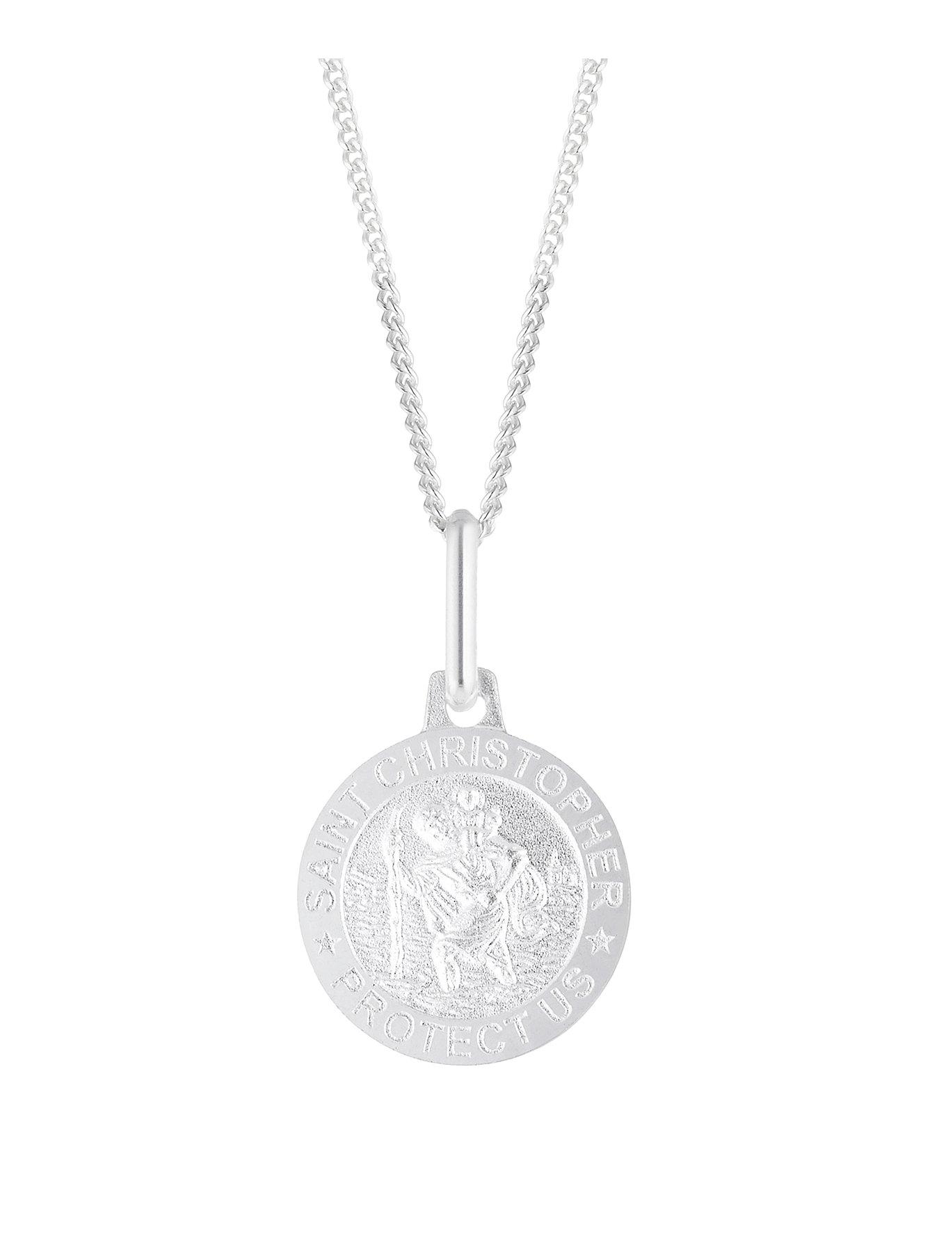 H. Samuel Sterling Silver Necklace. St Christopher Protection Pendant