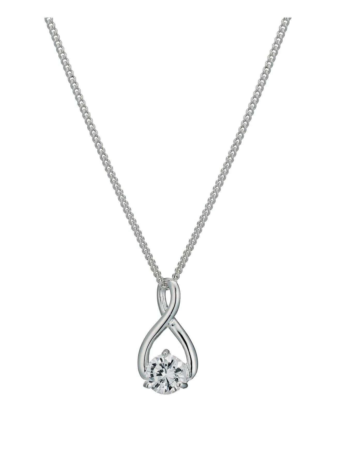 H. Samuel Sterling Silver Necklace. Figure of 8 Cubic Zirconia Pendant
