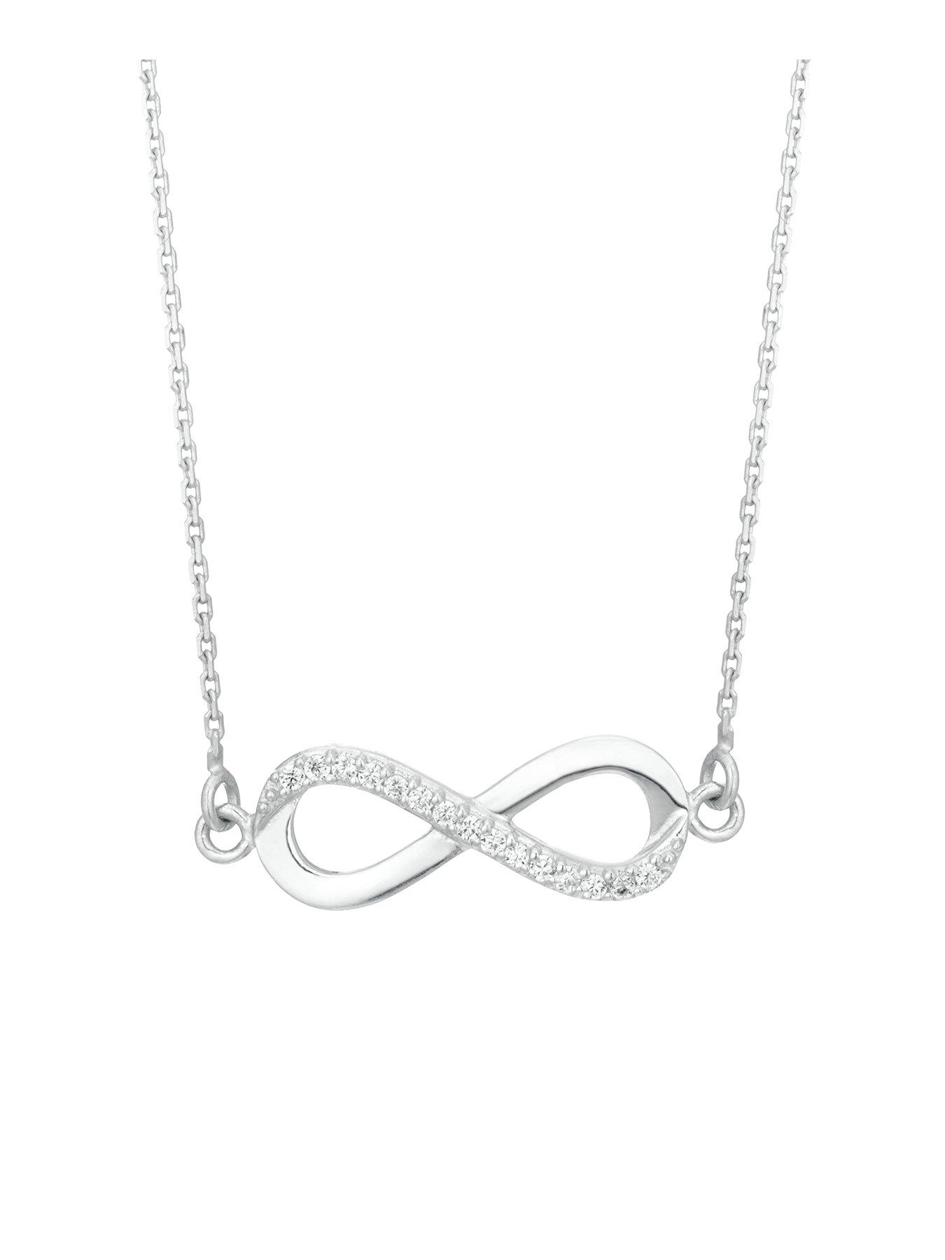 undefined Sterling Silver Necklace. Cubic Zirconia Infinity Pendant