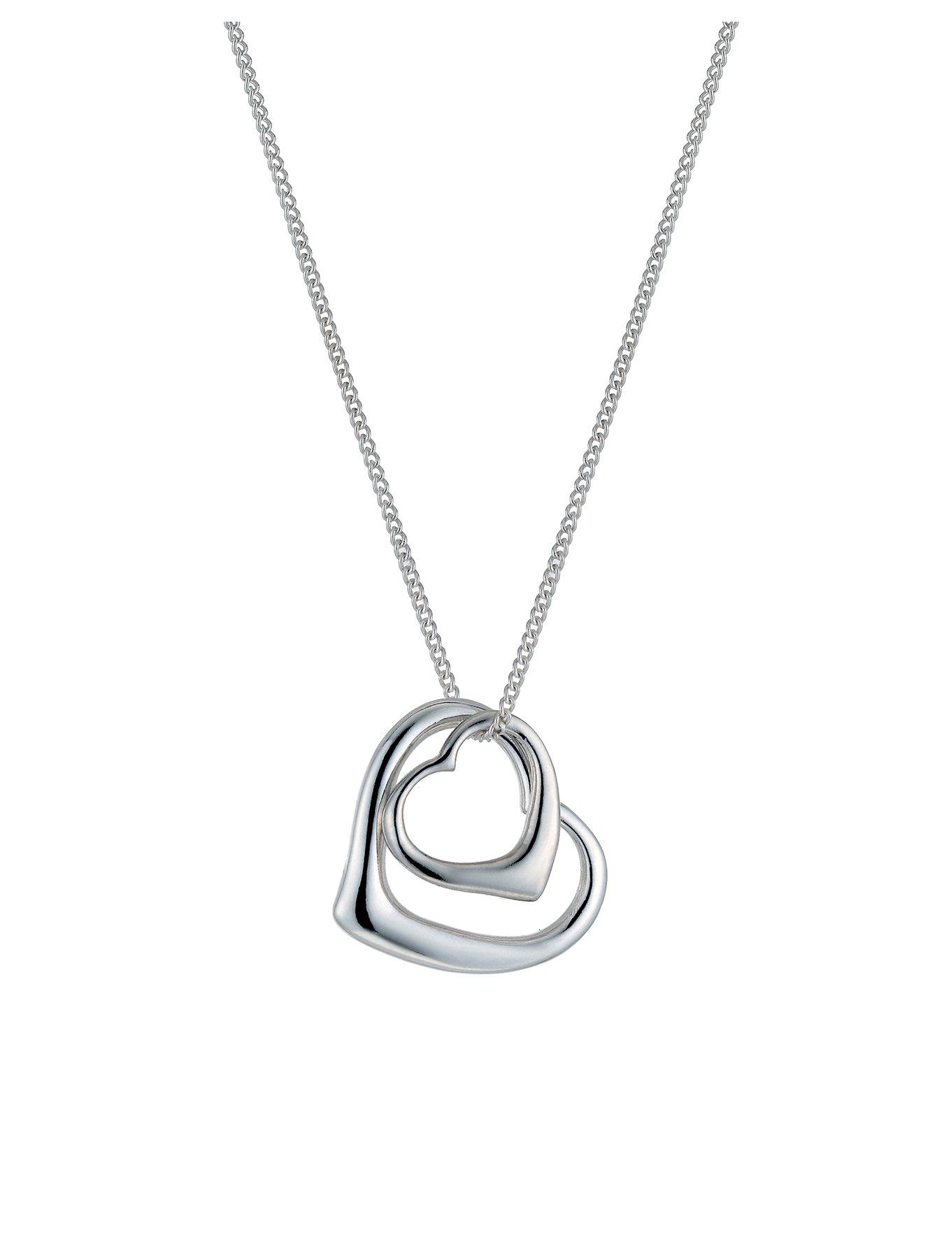 Product photograph of H Samuel Sterling Silver Necklace Double Open Heart Pendant from very.co.uk