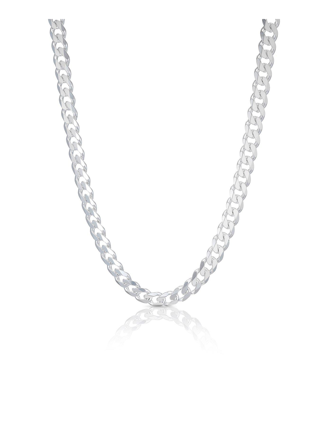undefined Mens Sterling Silver Necklace. 20 Inch Curb Chain