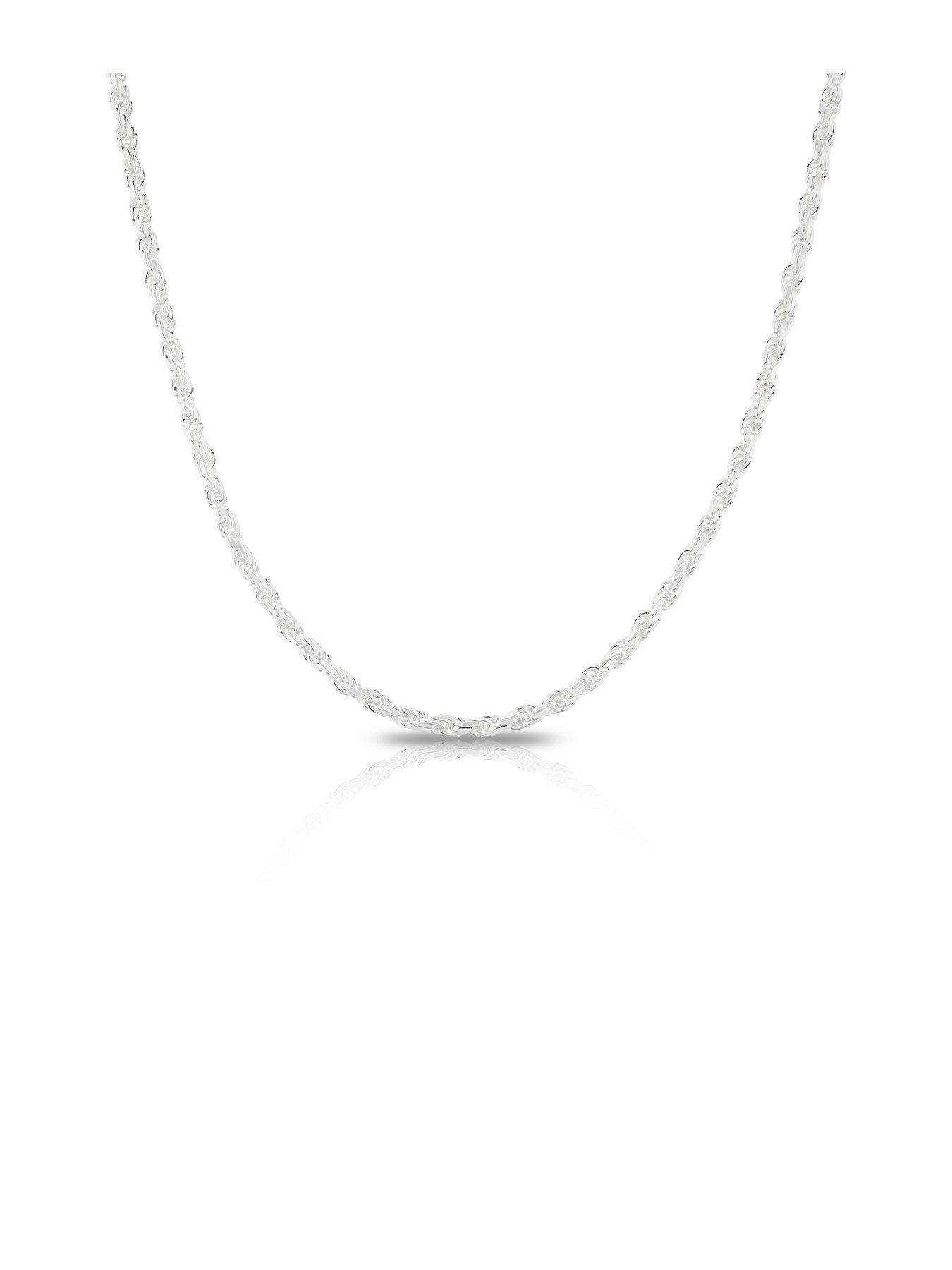 undefined Mens Sterling Silver Necklace. 22 Inch Rope Chain