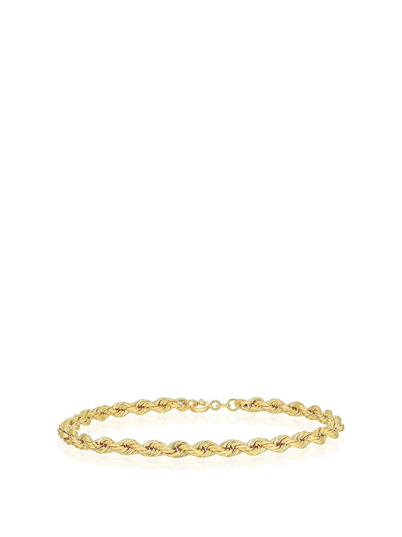 Product photograph of H Samuel 9ct Yellow Gold 8 Inch Rope Chain Bracelet from very.co.uk