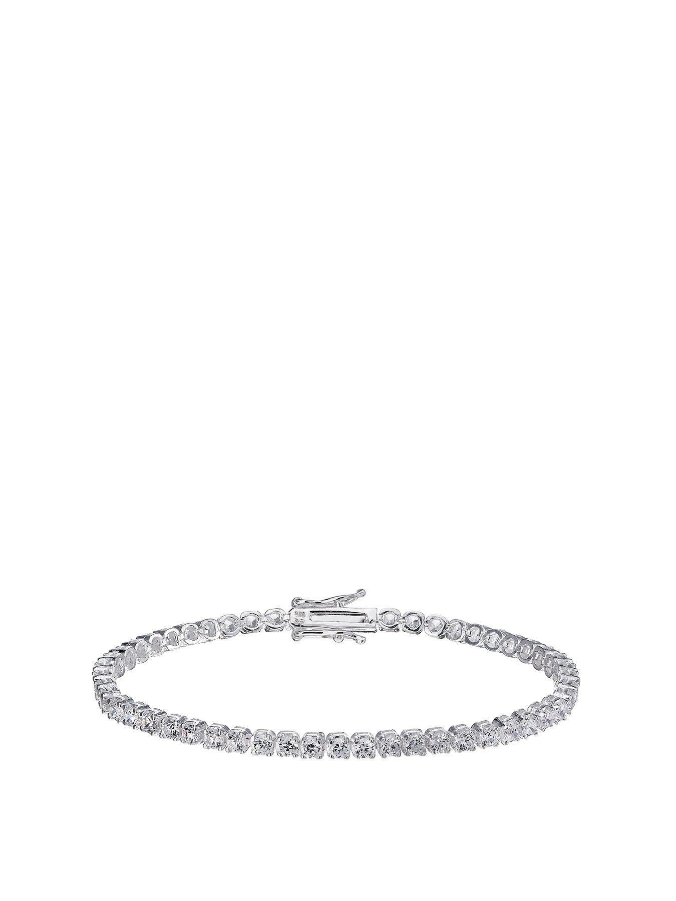 Product photograph of H Samuel Sterling Silver Cubic Zirconia Claw Set Tennis Bracelet from very.co.uk