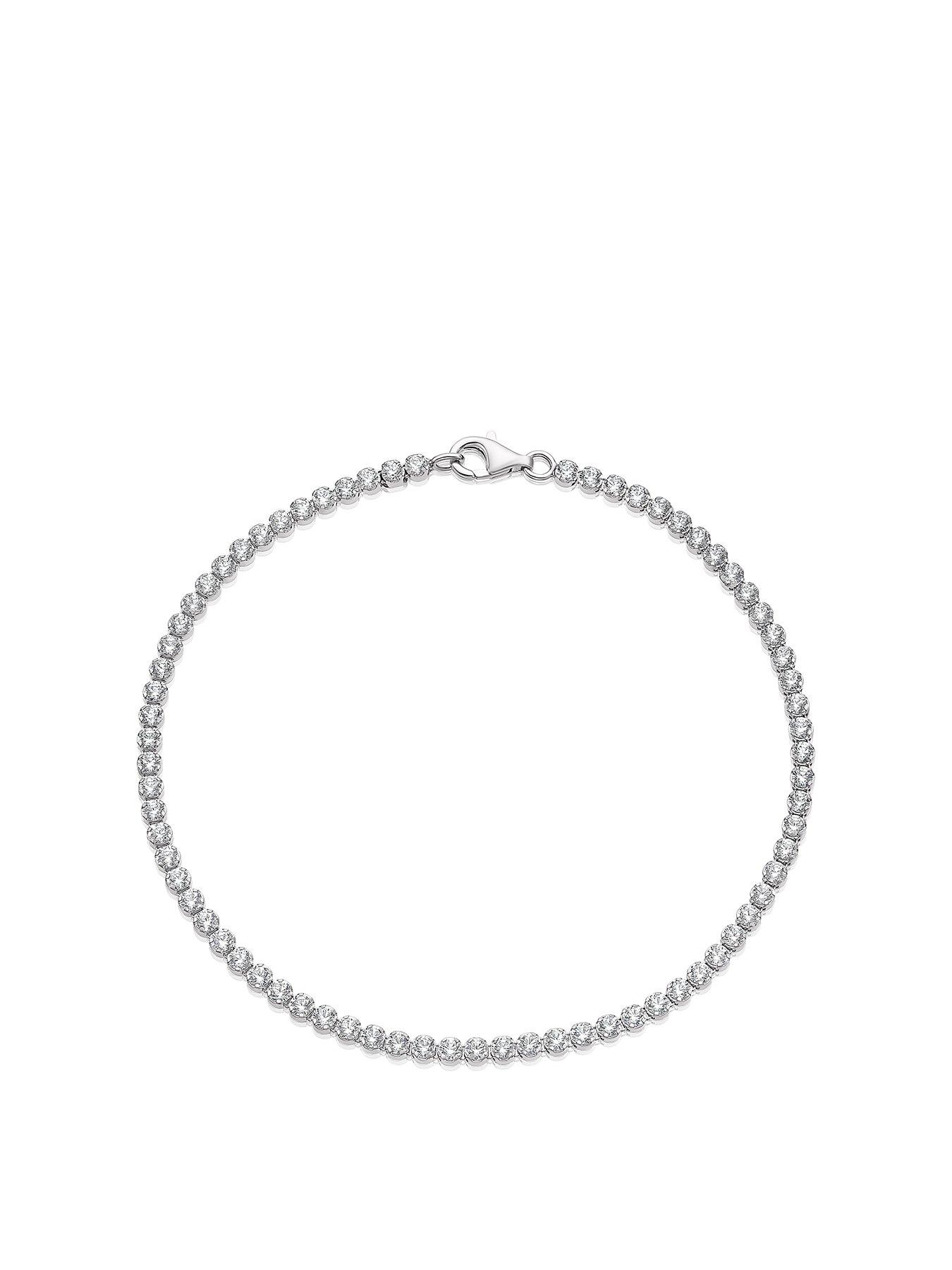 Product photograph of H Samuel Sterling Silver Stone Set Tennis Bracelet from very.co.uk