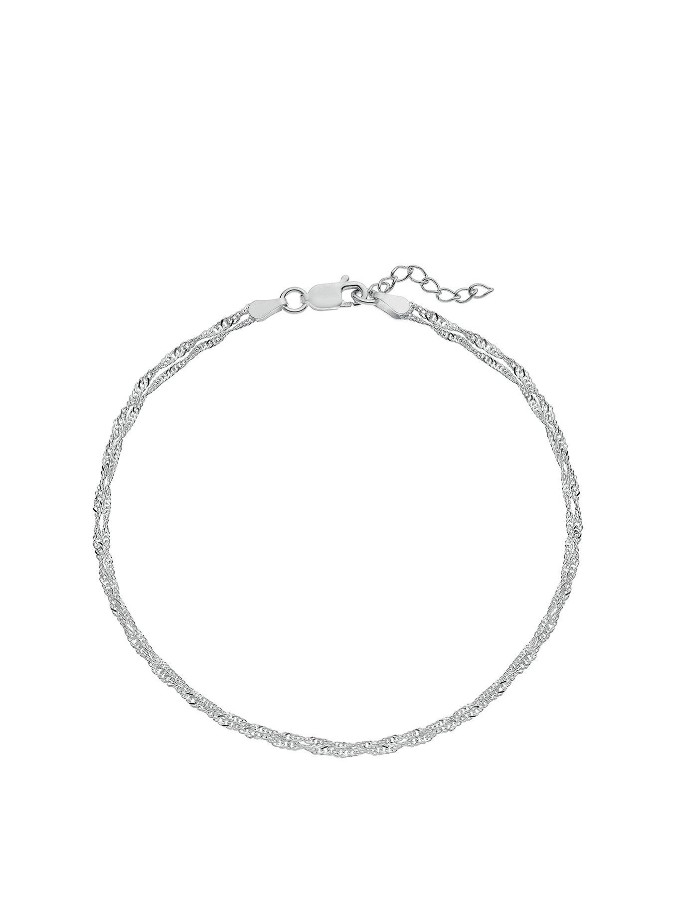 undefined Sterling Silver Twisted Double Chain Anklet