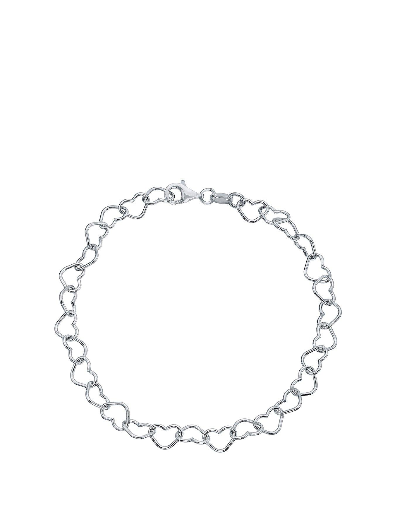 Product photograph of H Samuel Silver Plain Hearts Bracelet 7 5 from very.co.uk