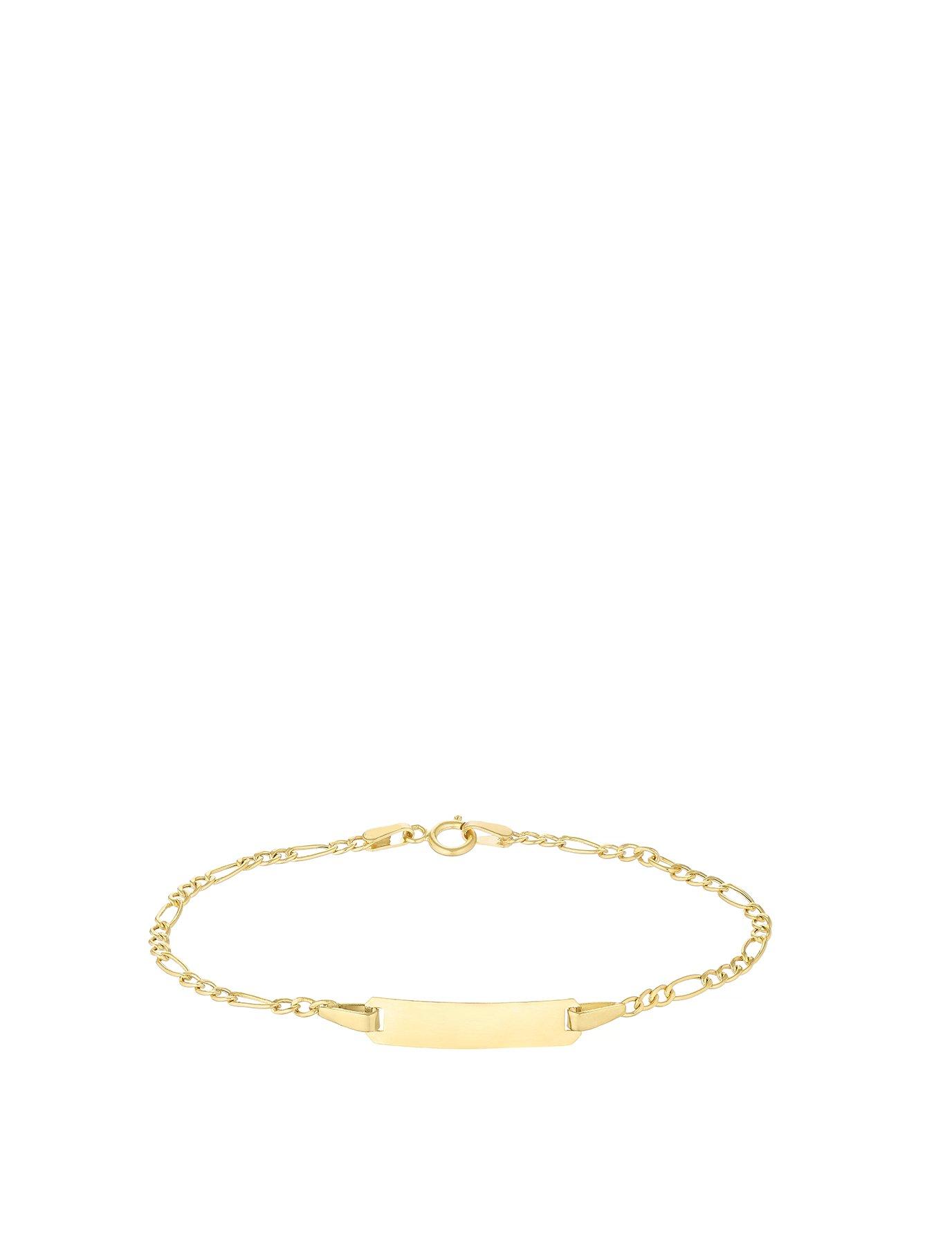 H. Samuel 9ct Yellow Gold Bracelet. 6 Inch Figaro Chain ID Bracelet