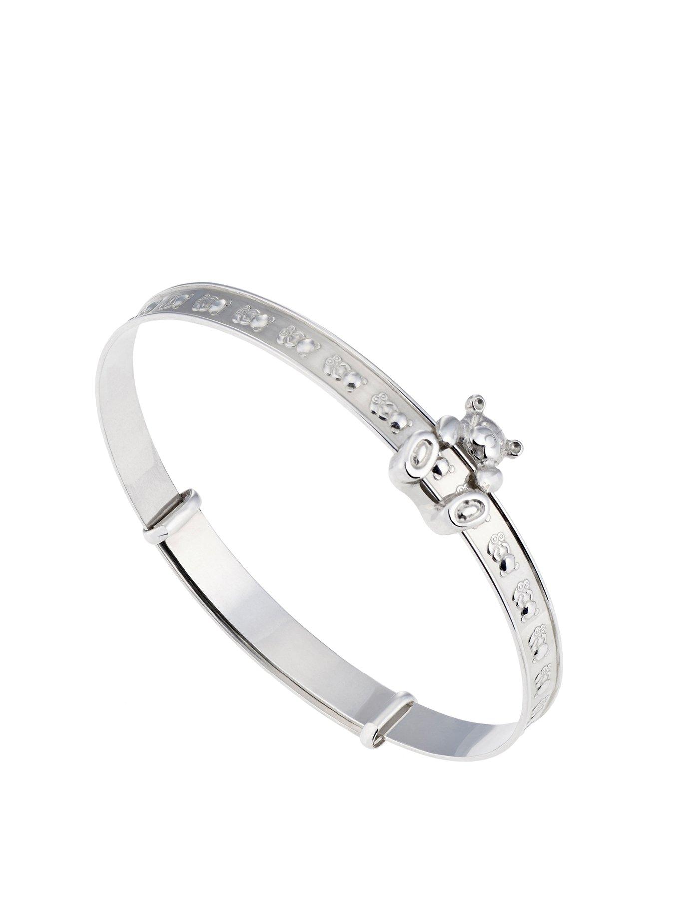 Product photograph of H Samuel Childrens Sterling Silver Moving Teddy Expander Bangle from very.co.uk