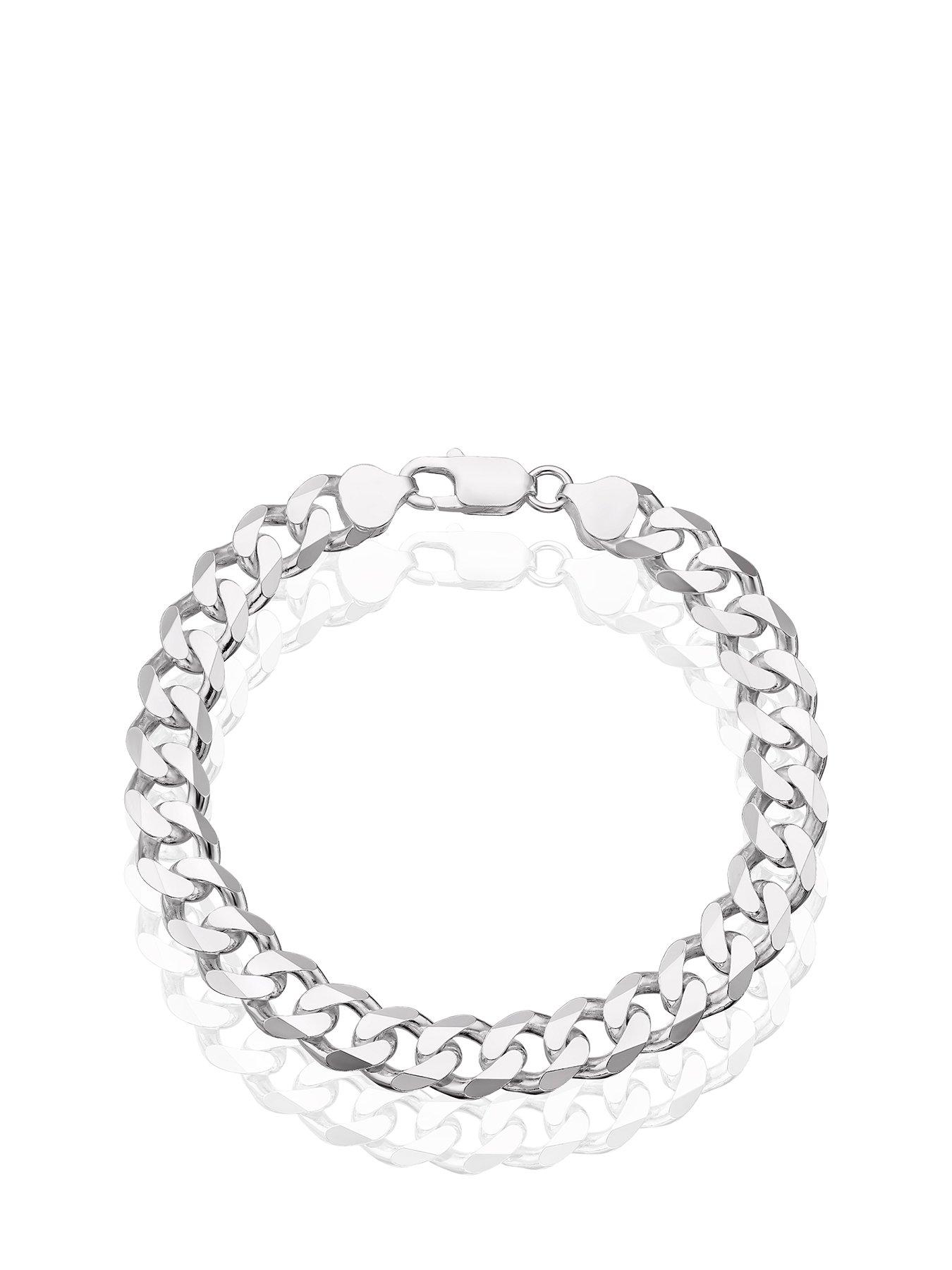 Product photograph of H Samuel Sterling Silver Mens 8 5 Inch Curb Chain Bracelet from very.co.uk