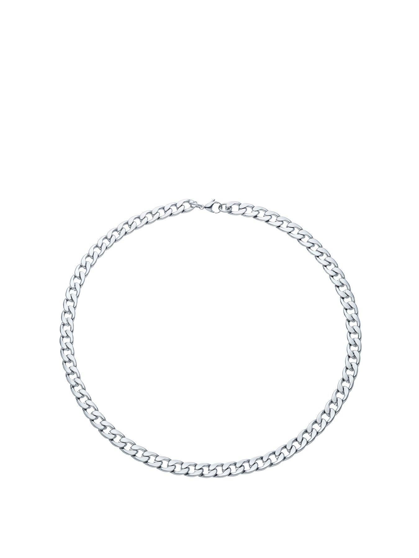 Product photograph of H Samuel Stainless Steel Necklace 22 Inch Curb Chain from very.co.uk