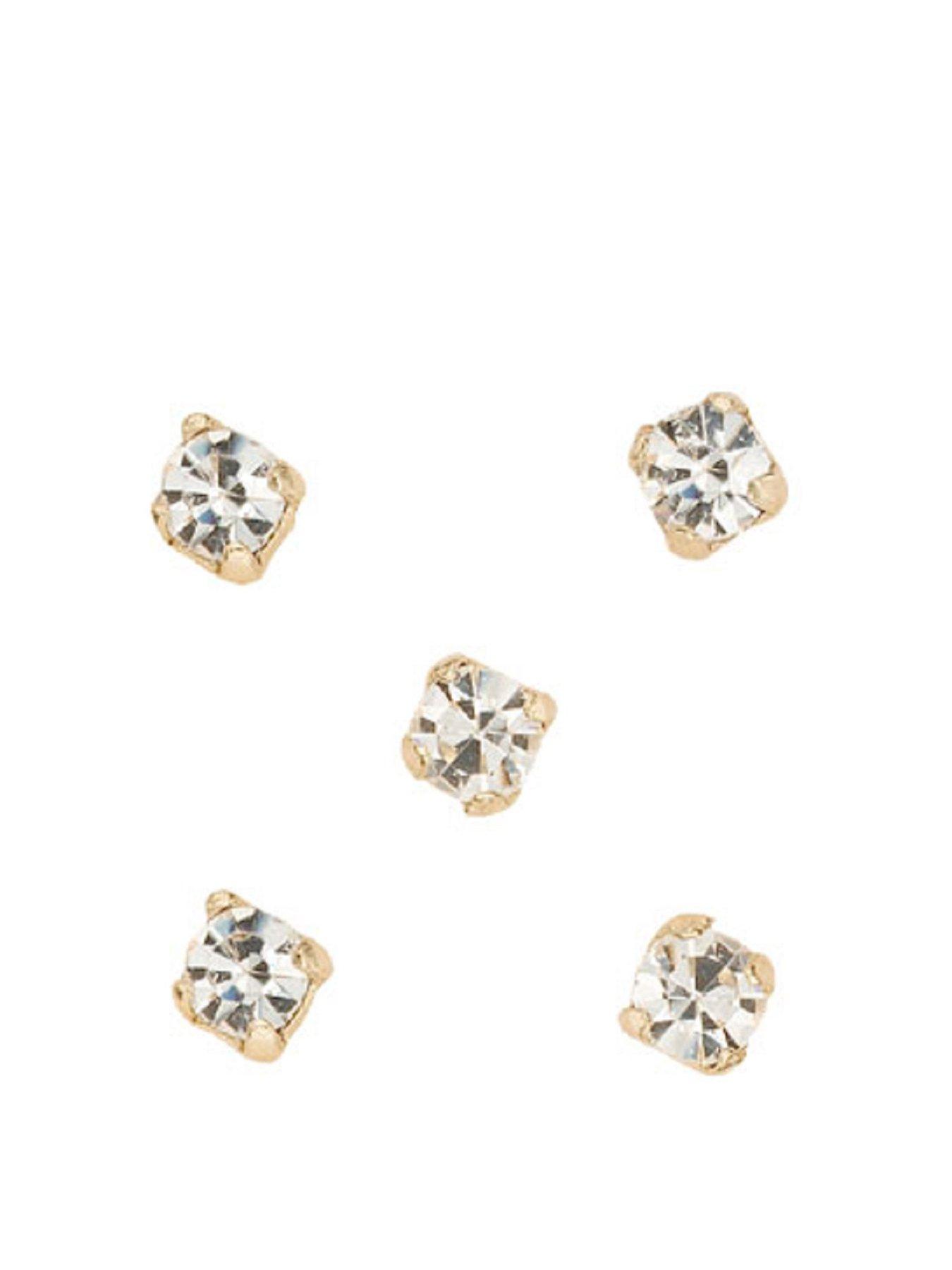 H. Samuel 9ct Yellow Gold Crystal Nose Stud Set of 5