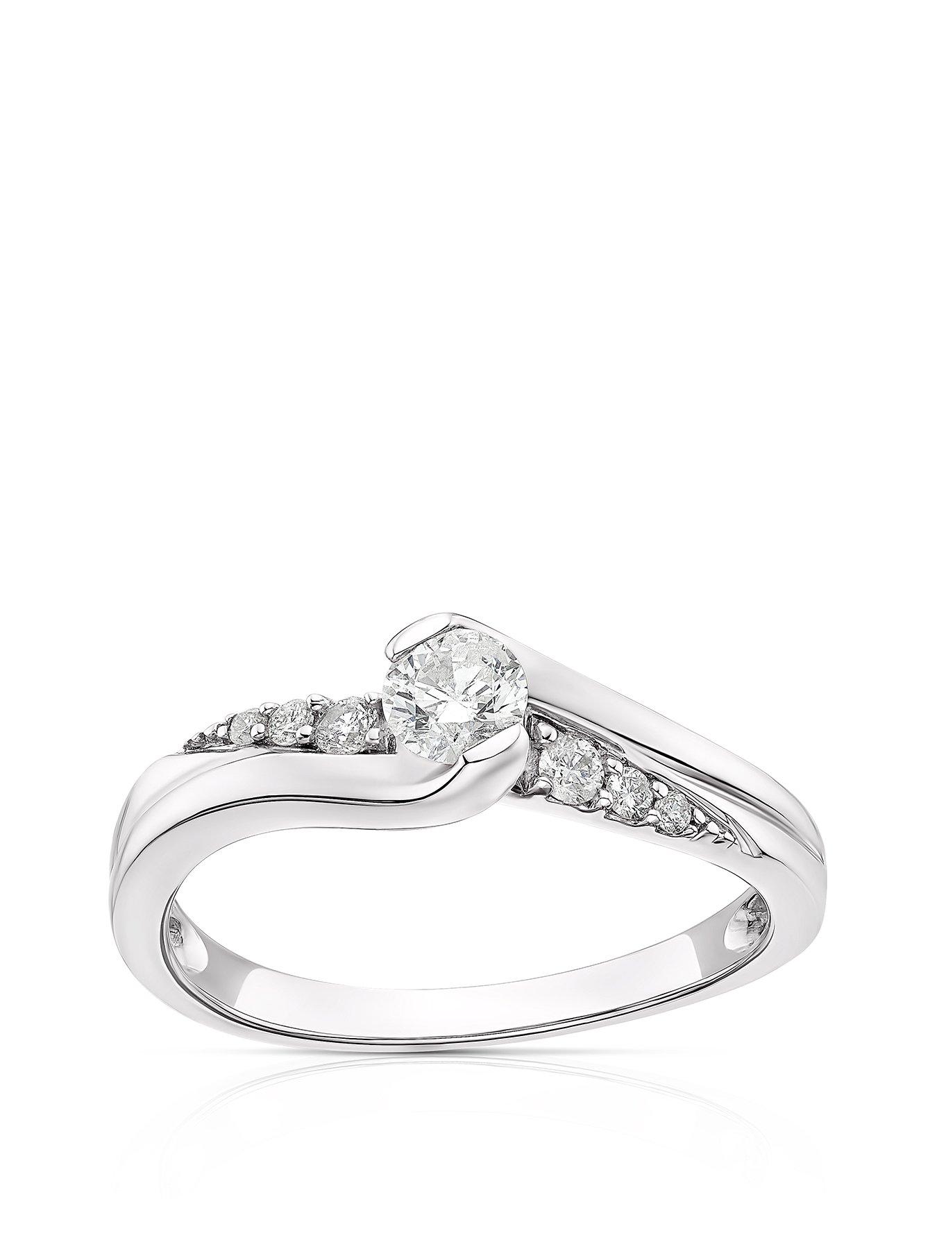 Product photograph of H Samuel 9ct White Gold 0 33ct Diamond Twist Ring from very.co.uk