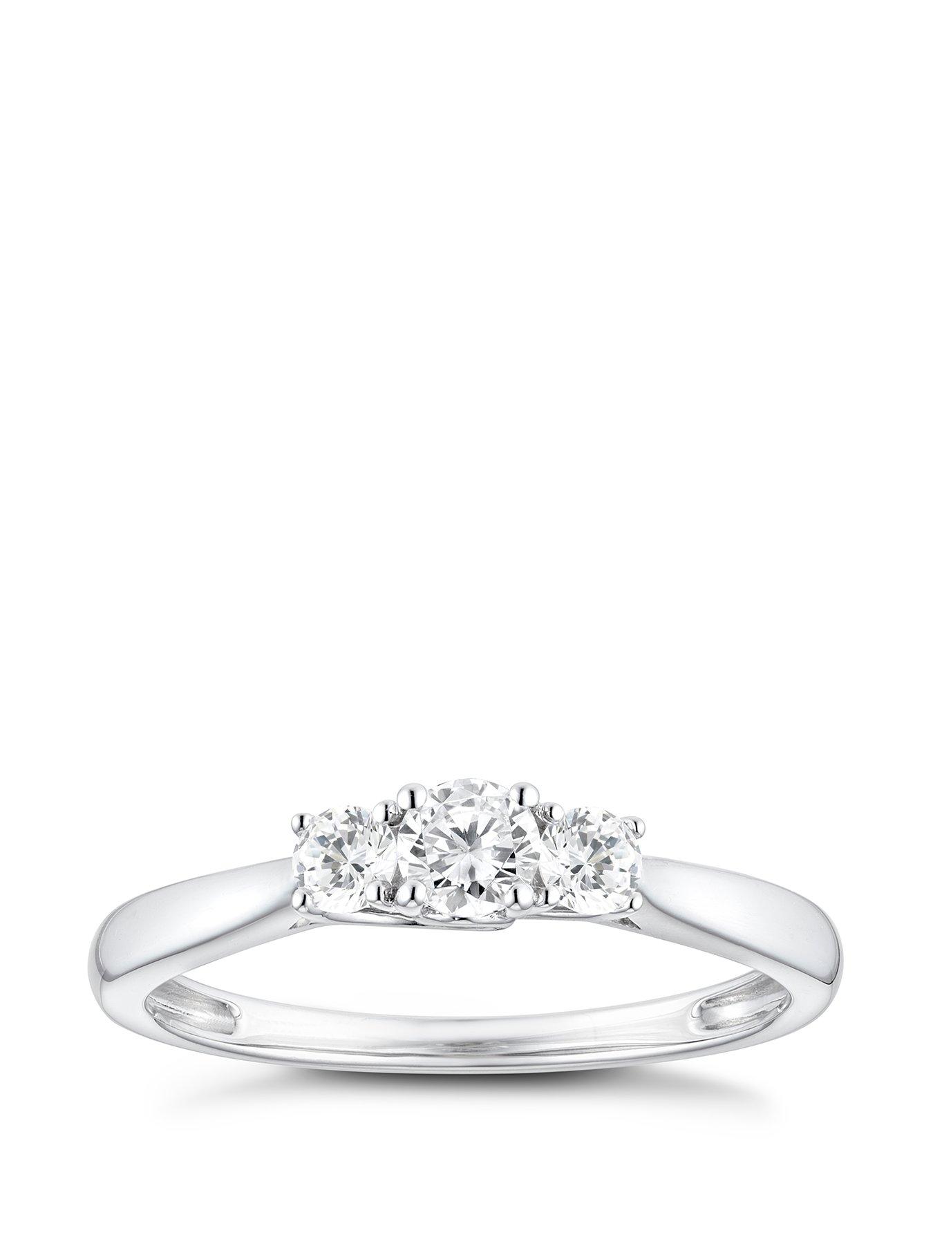 Product photograph of H Samuel 9ct White Gold 0 33ct Diamond Three Stone Ring from very.co.uk