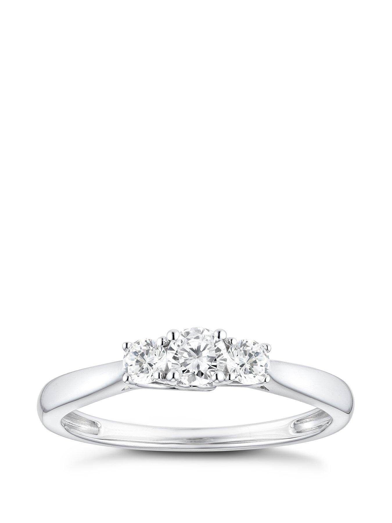 H. Samuel 9ct White Gold Engagement Ring. 0.33ct Diamond Three Stone Ring
