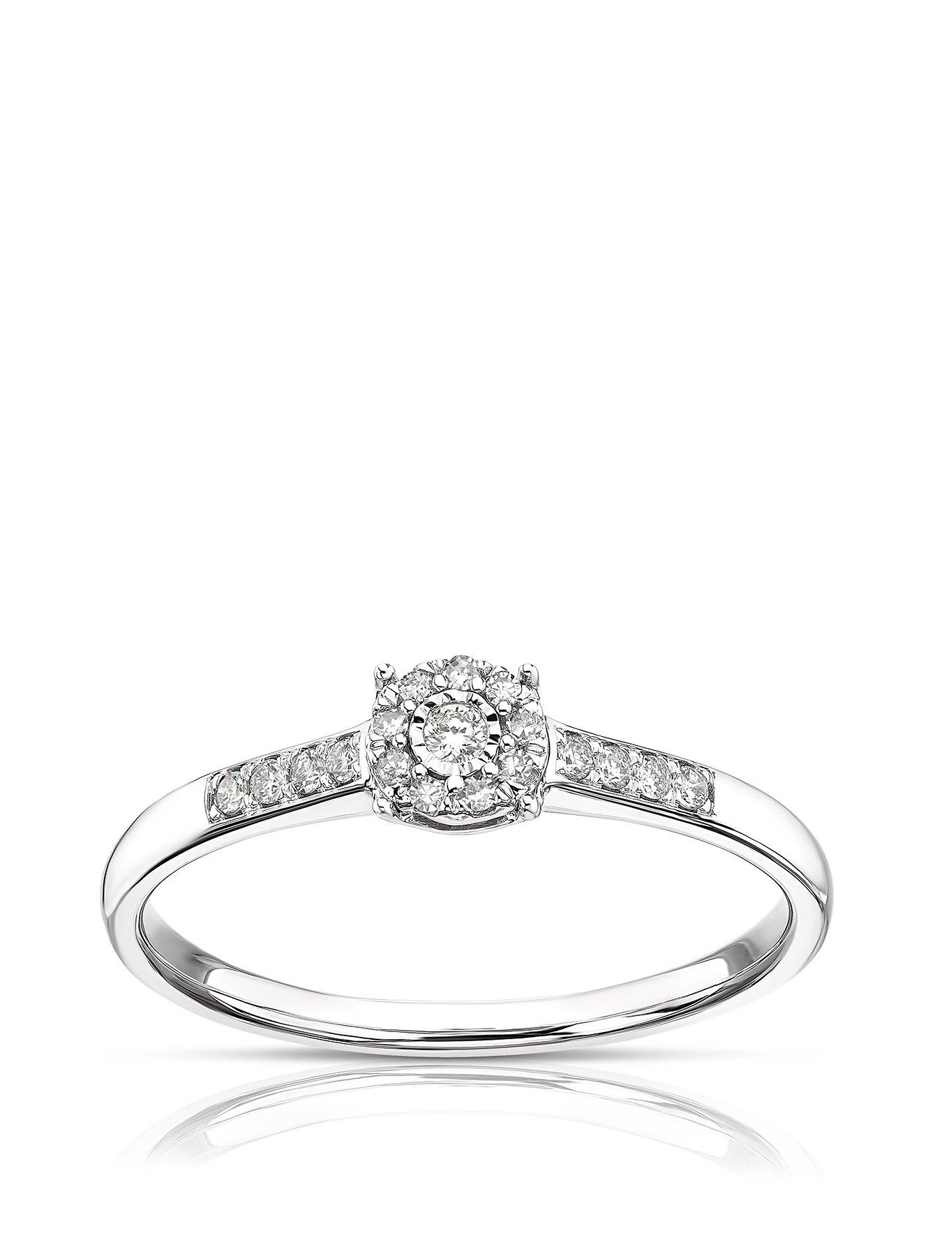 H. Samuel 9ct White Gold Engagement Ring. 0.10ct Diamond Solitaire Ring