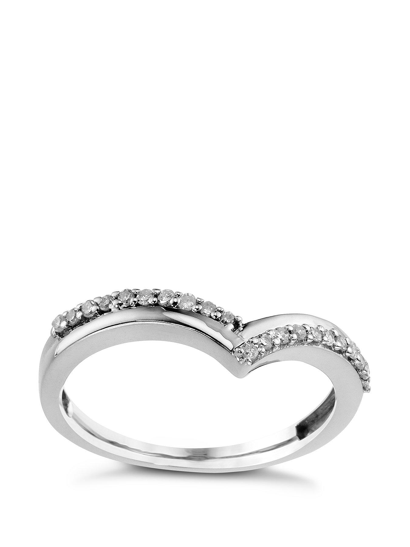 Product photograph of H Samuel 9ct White Gold 0 15ct Diamond Wishbone Ring from very.co.uk