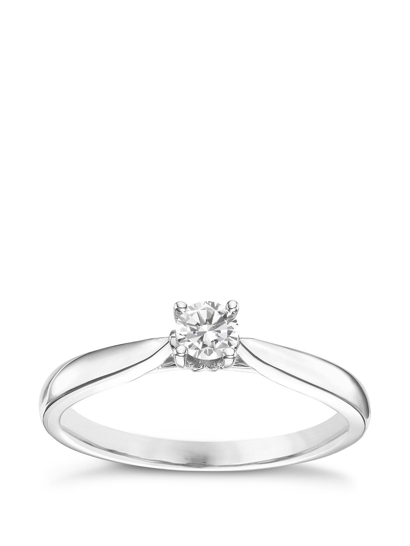H. Samuel 9ct White Gold Engagement Ring. 0.20ct Diamond Solitaire Ring