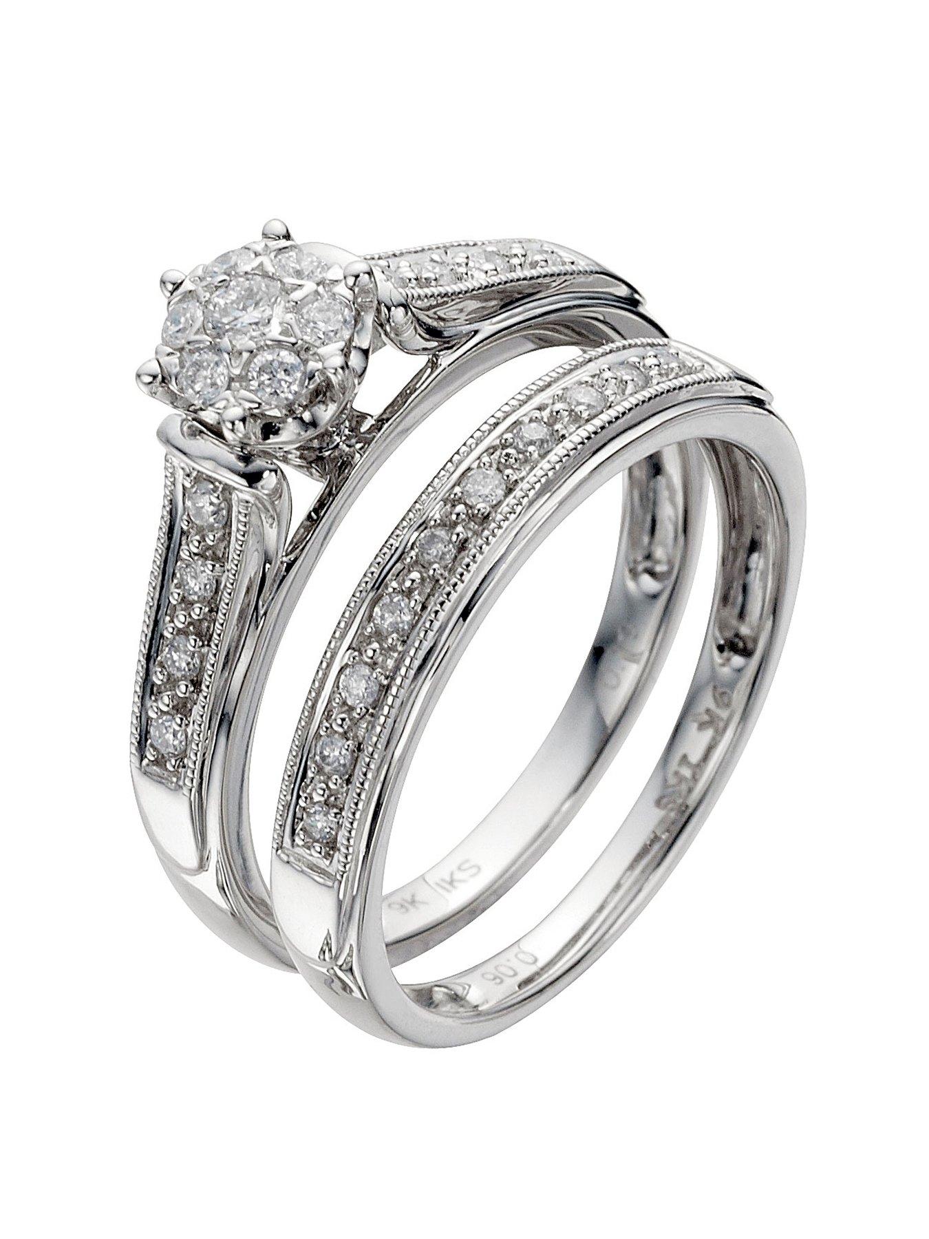 Product photograph of H Samuel Perfect Fit 9ct White Gold 0 25ct Diamond Bridal Set from very.co.uk