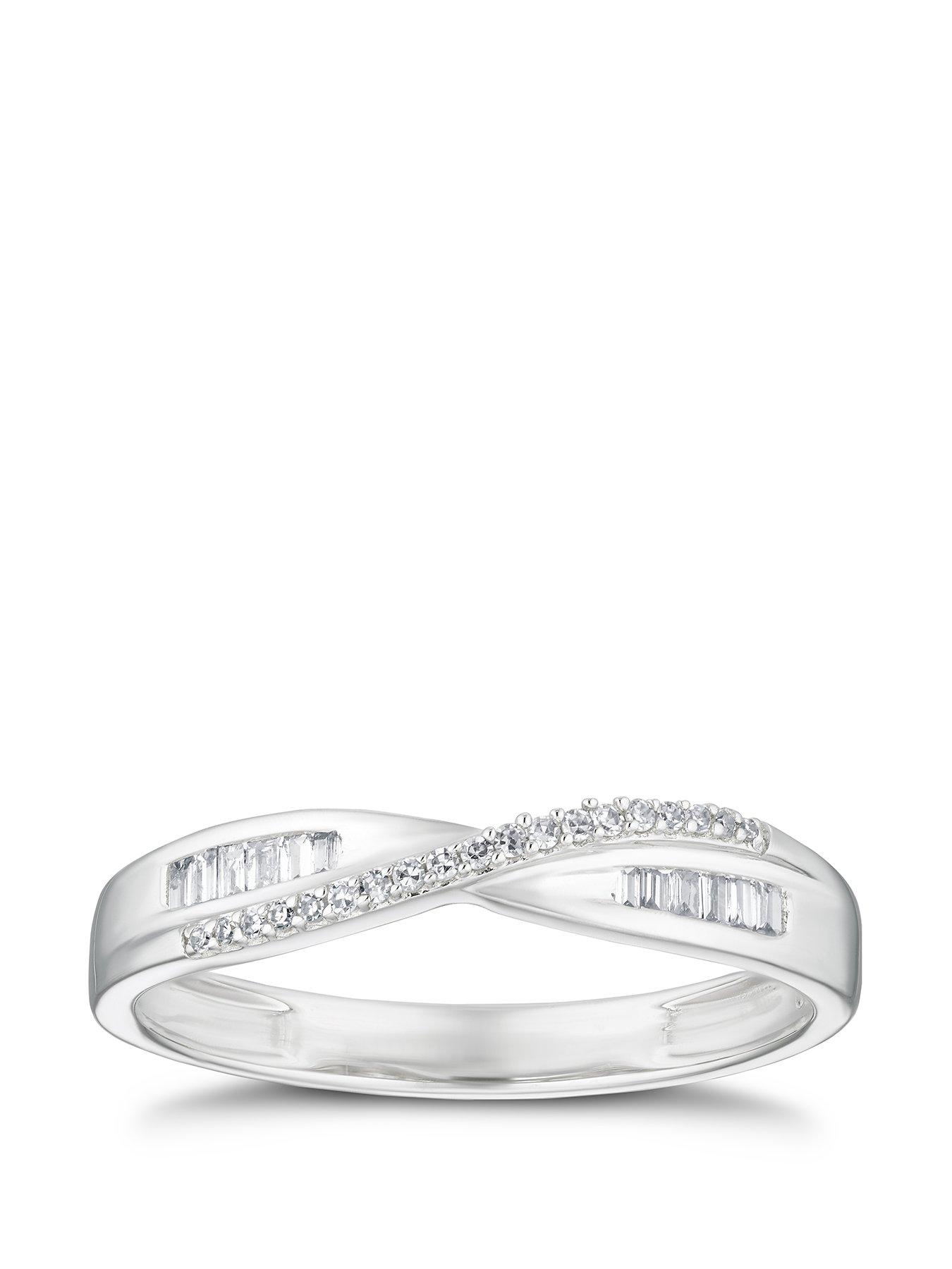 Product photograph of H Samuel 9ct White Gold 0 10ct Diamond Crossover Eternity Ring from very.co.uk