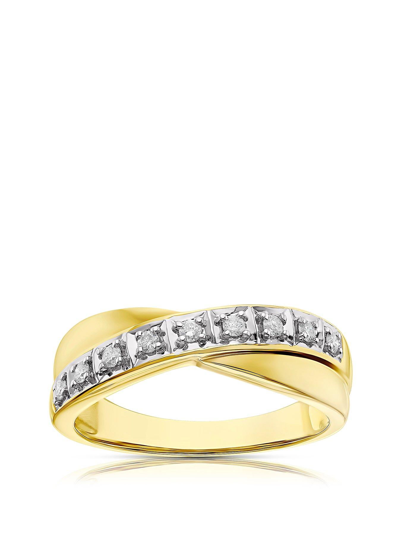 Product photograph of H Samuel 9ct Yellow Gold 0 12ct Diamond Crossover Ring from very.co.uk