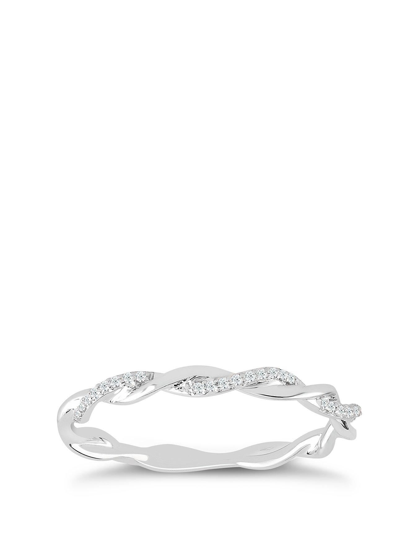 undefined 9ct White Gold Engagement Ring. Diamond Twisted Eternity Ring