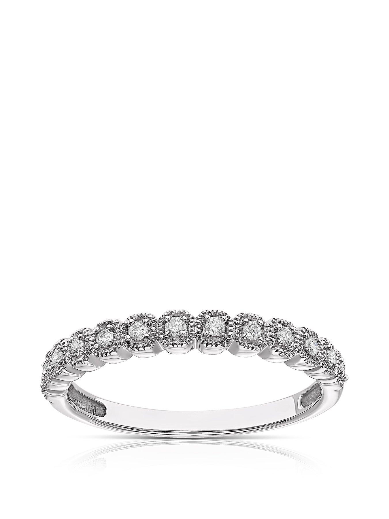 Product photograph of H Samuel 9ct White Gold 0 10ct Diamond Square Detail Eternity Ring from very.co.uk