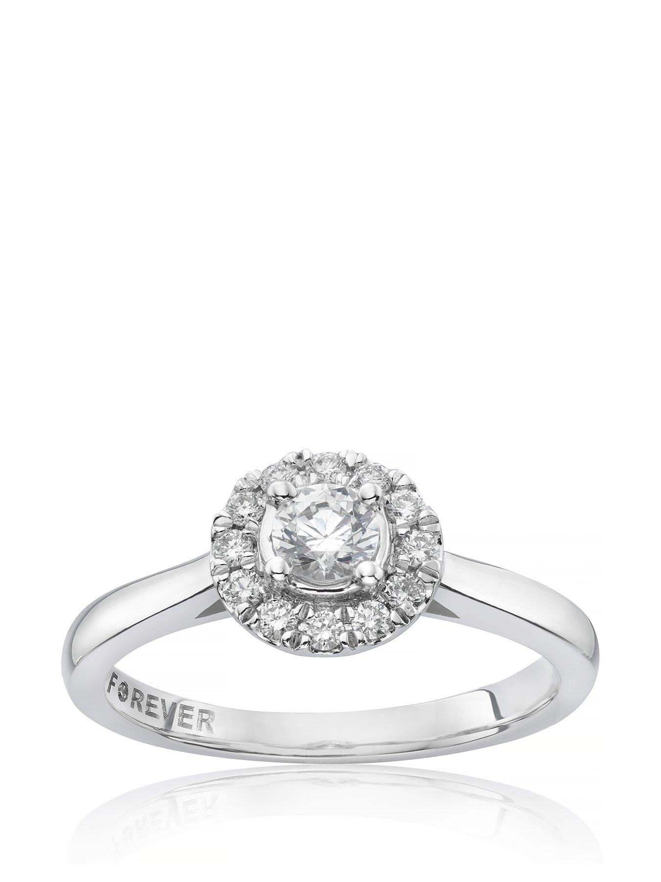 Product photograph of H Samuel The Forever Diamond Platinum Flower Halo 0 33ct Diamond Ring from very.co.uk