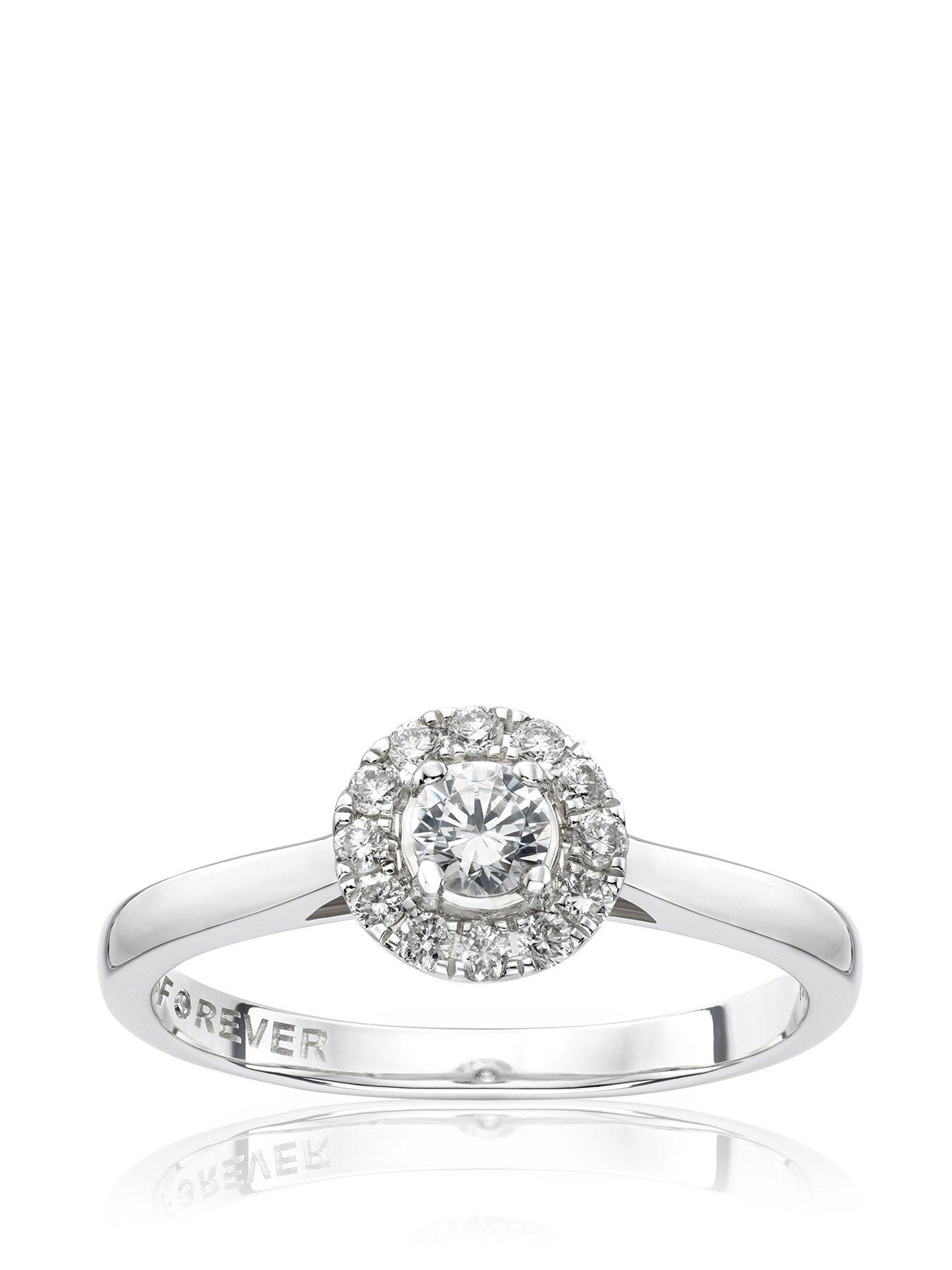 Product photograph of H Samuel The Forever Diamond 18ct White Gold Round Halo 0 25ct Ring from very.co.uk