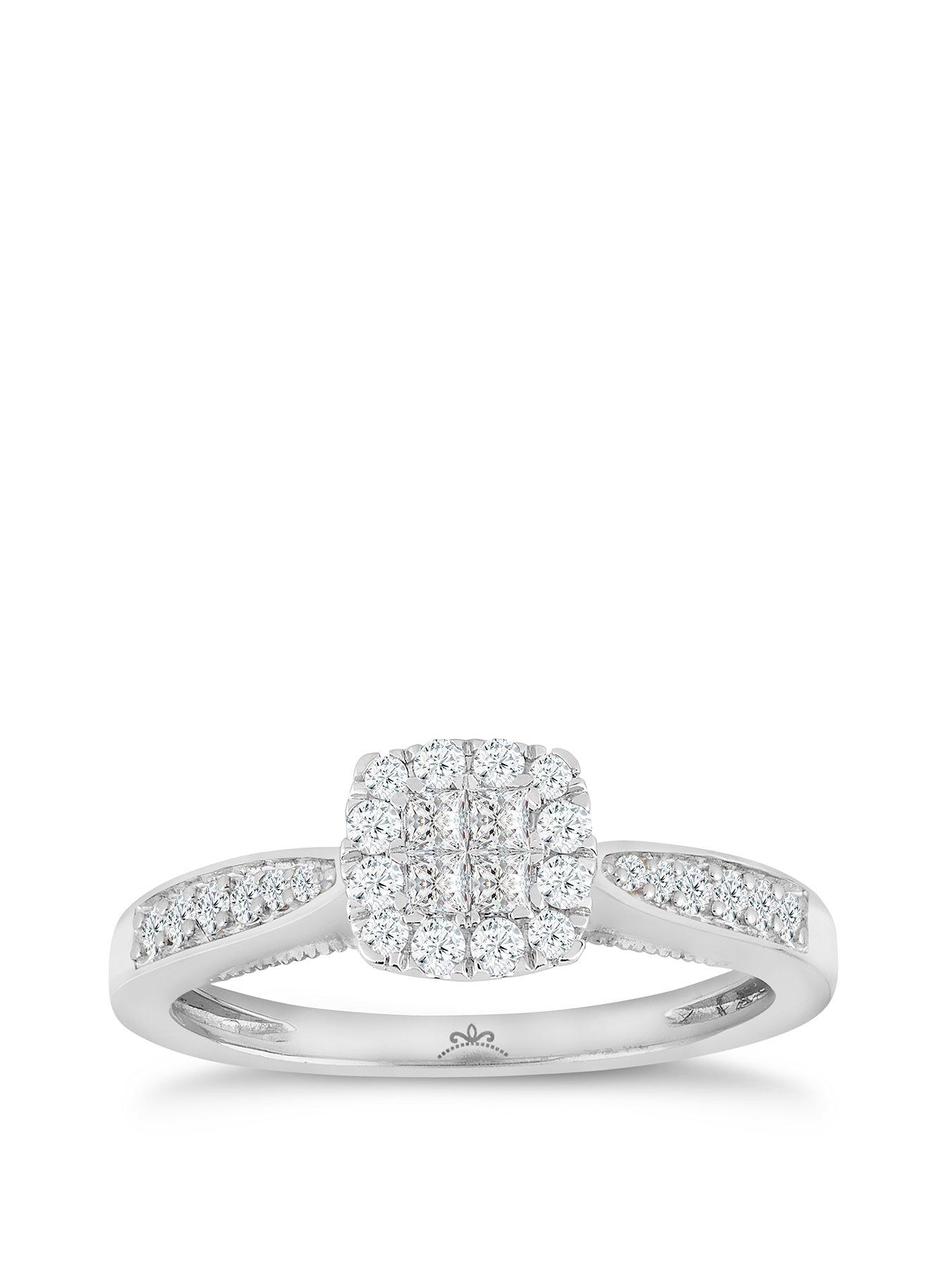 Product photograph of H Samuel Princessa 9ct White Gold 0 33ct Diamond Cluster Ring from very.co.uk