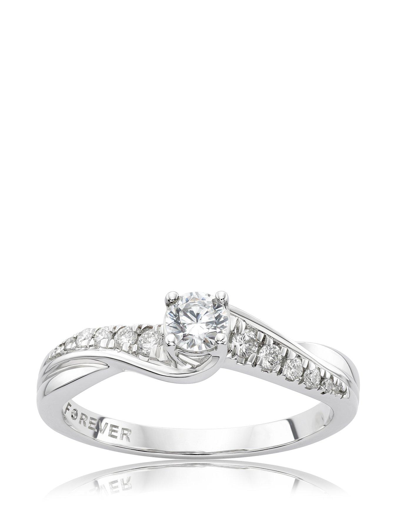 Product photograph of H Samuel The Forever Diamond Platinum 0 33ct Twist Ring from very.co.uk