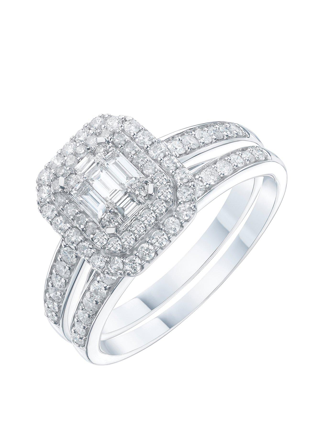 Product photograph of H Samuel Perfect Fit 9ct White Gold 0 66ct Diamond Bridal Set from very.co.uk