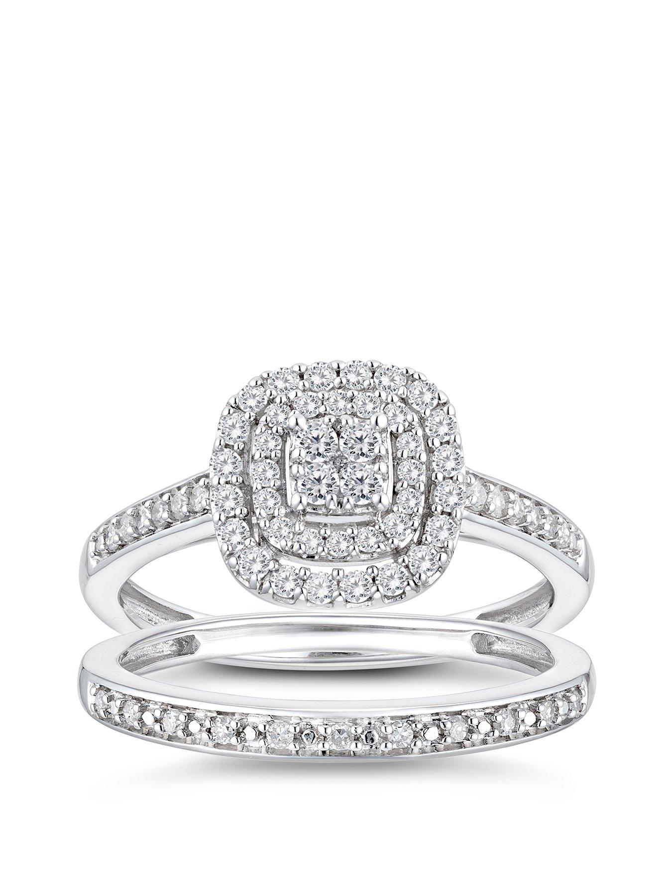 Product photograph of H Samuel Perfect Fit 9ct White Gold 0 40ct Diamond Bridal Set from very.co.uk