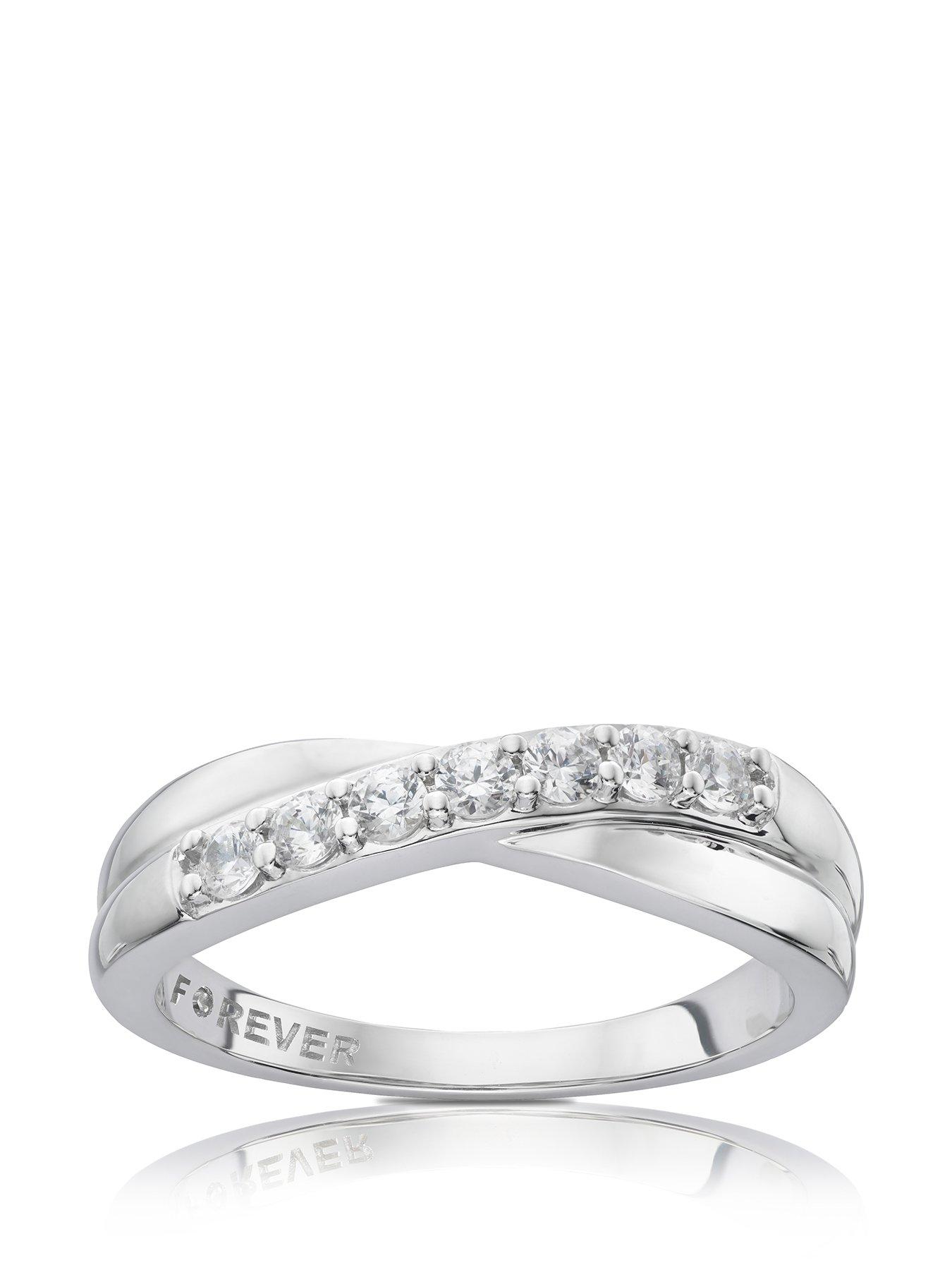 Product photograph of H Samuel The Forever Diamond Platinum 0 28ct Crossover Ring from very.co.uk