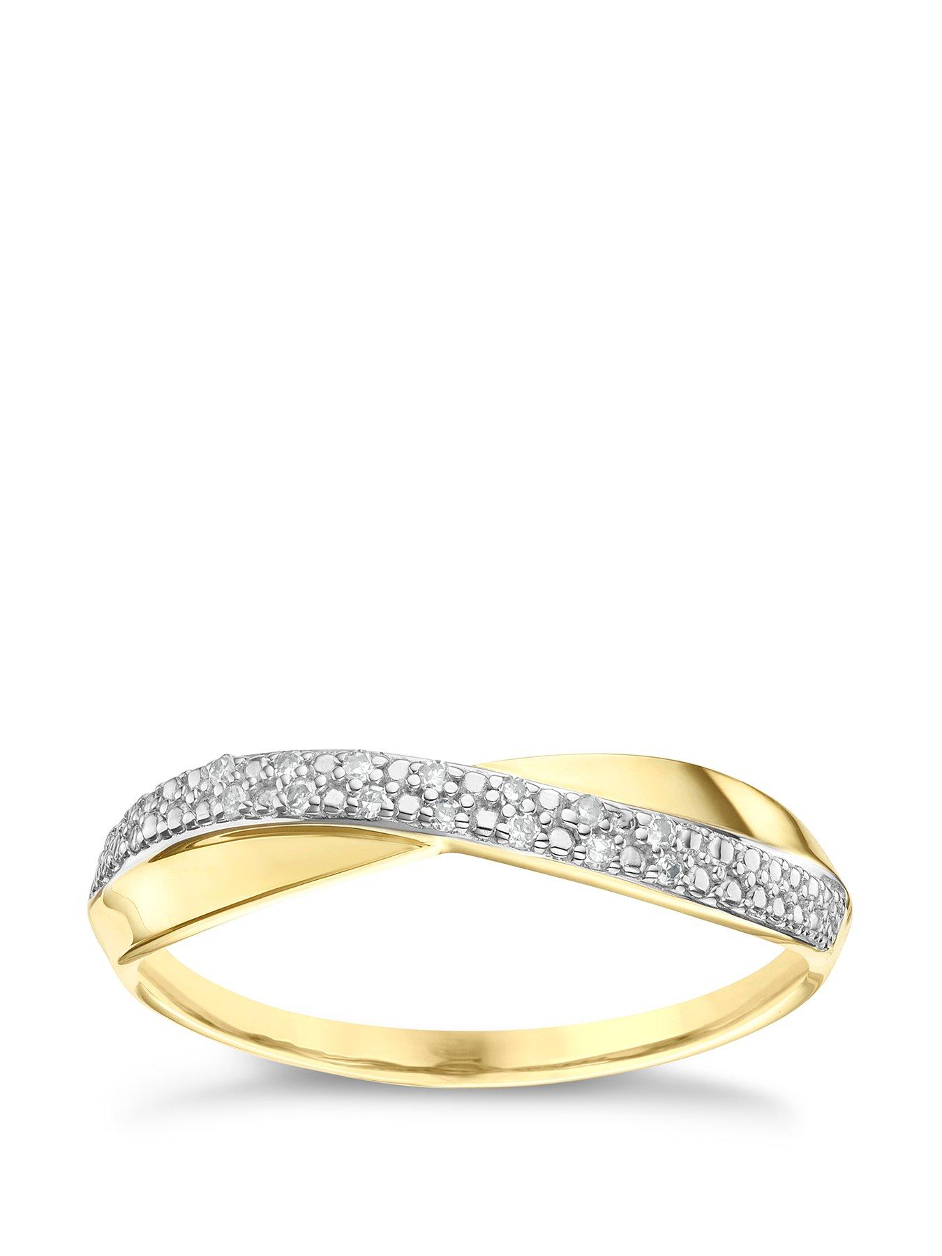 Product photograph of H Samuel 9ct Yellow Gold Diamond Crossover Eternity Ring from very.co.uk