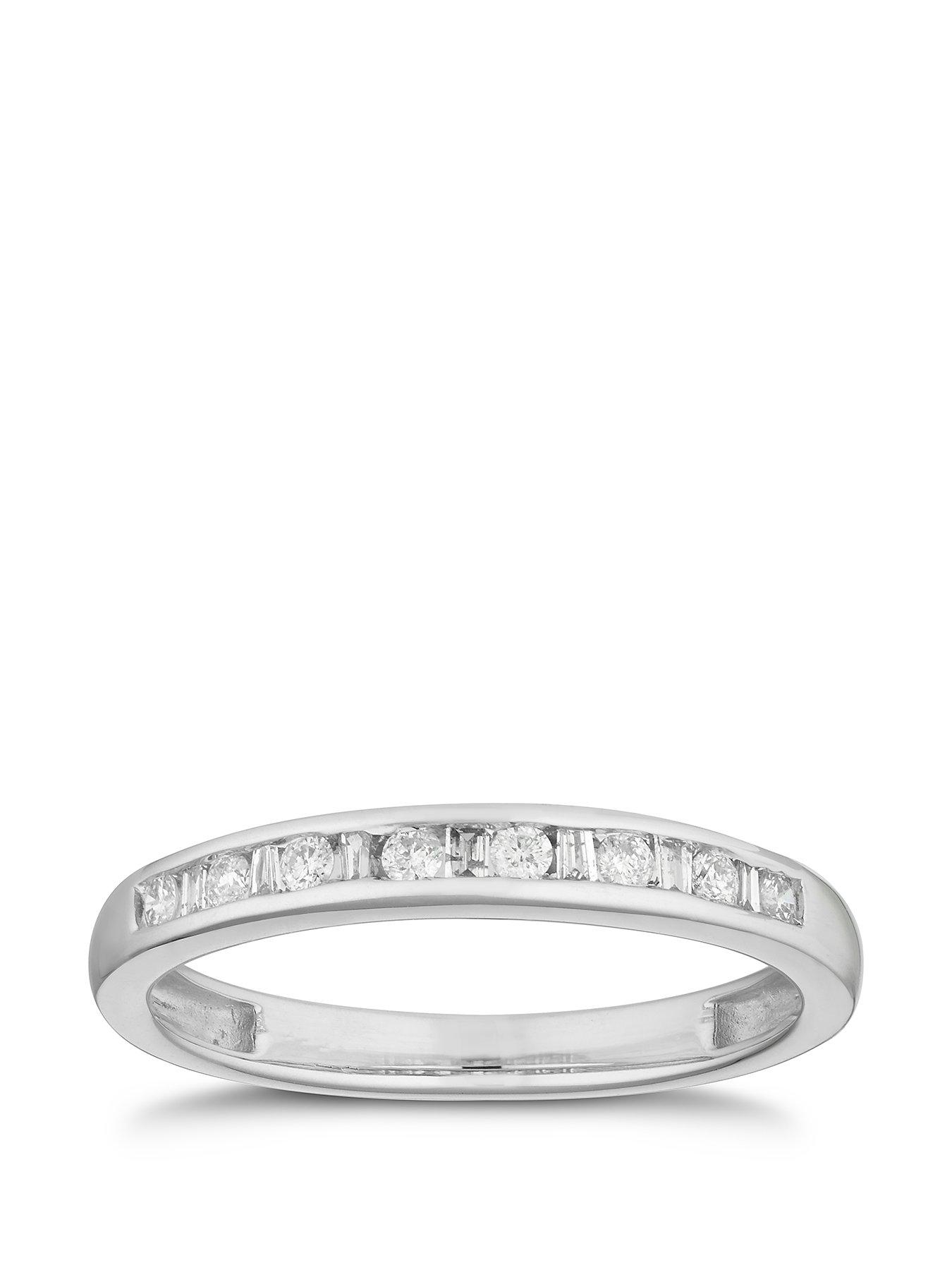 H. Samuel 9ct White Gold Engagement Ring. 0.15ct Diamond Channel Set Eternity Ring
