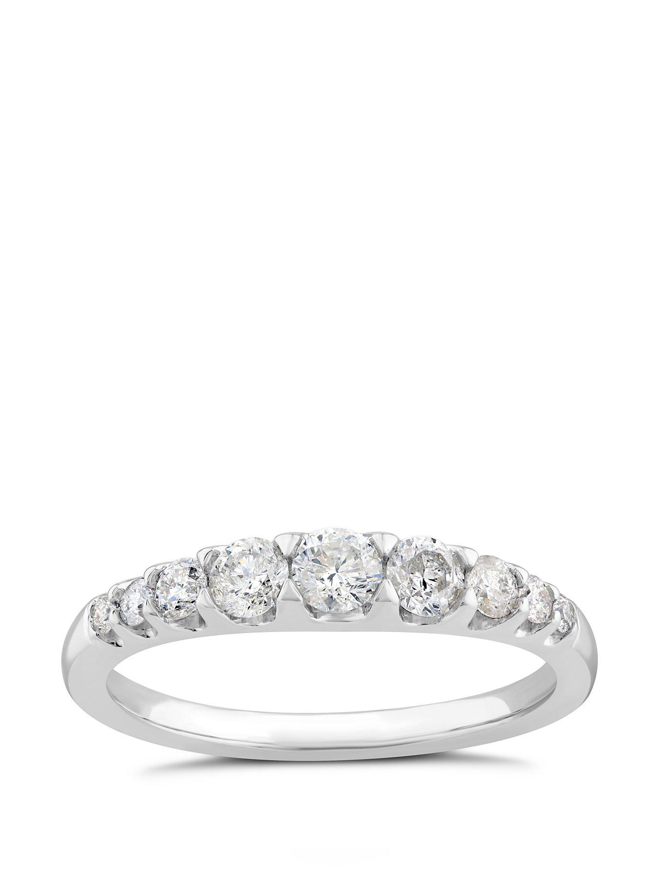 Product photograph of H Samuel 9ct White Gold 0 50ct Diamond Graduated Eternity Ring from very.co.uk