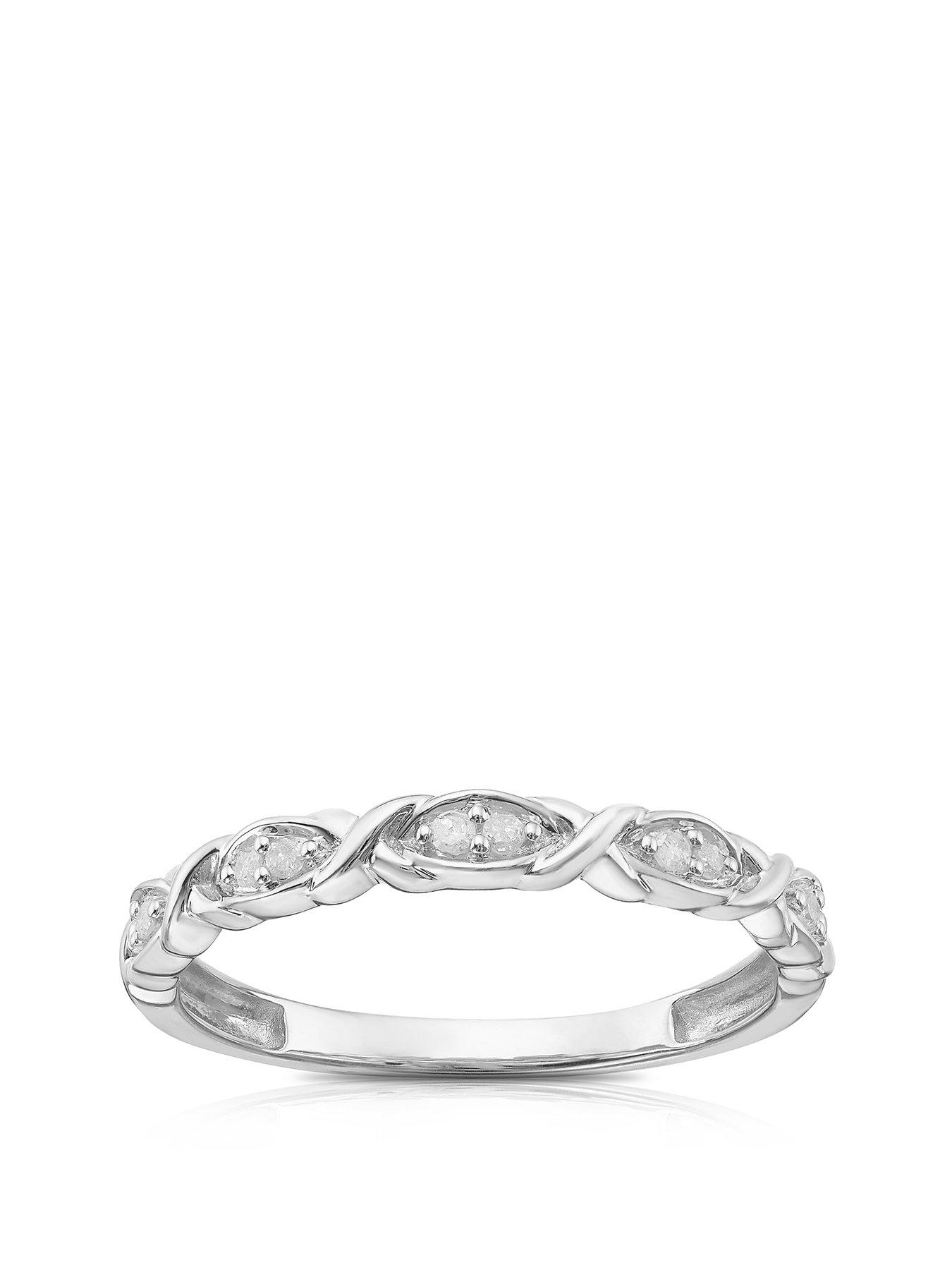 Product photograph of H Samuel 9ct White Gold 0 05ct Diamond Twist Detail Eternity Ring from very.co.uk