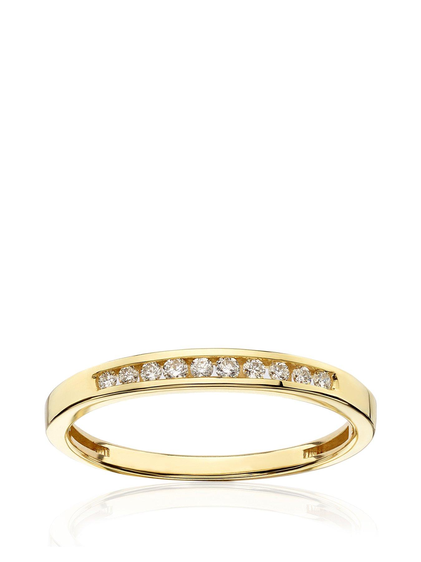 Product photograph of H Samuel 9ct Yellow Gold Engagement Ring 0 10ct Diamond Eternity Ring from very.co.uk