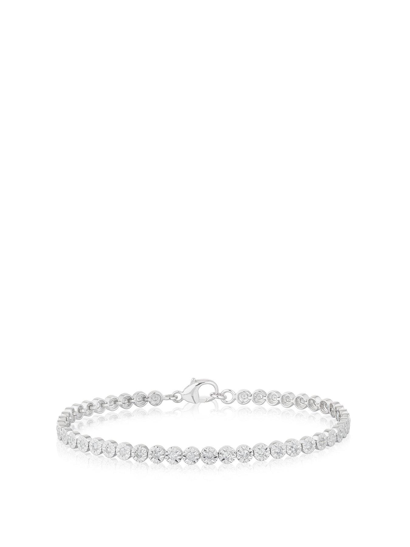 Product photograph of H Samuel 9ct White Gold 1ct Diamond Tennis Bracelet from very.co.uk