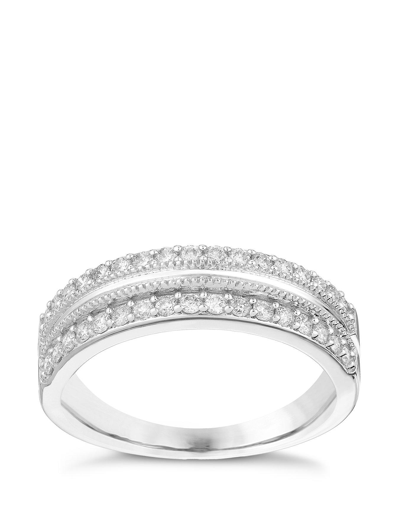 Product photograph of H Samuel 9ct White Gold 0 33ct Diamond Two Row Eternity Ring from very.co.uk