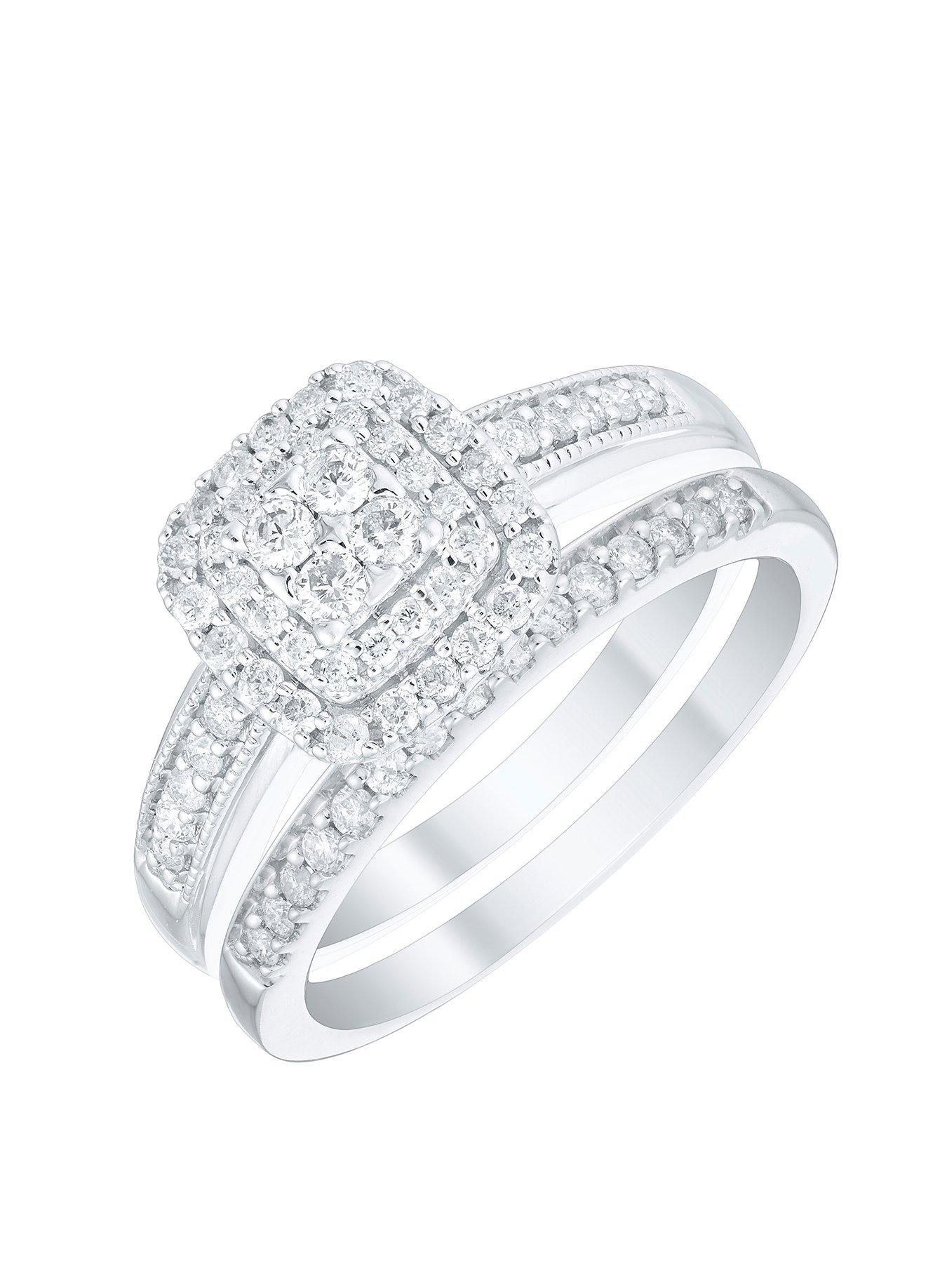 Product photograph of H Samuel Perfect Fit 9ct White Gold 0 50ct Diamond Bridal Set from very.co.uk