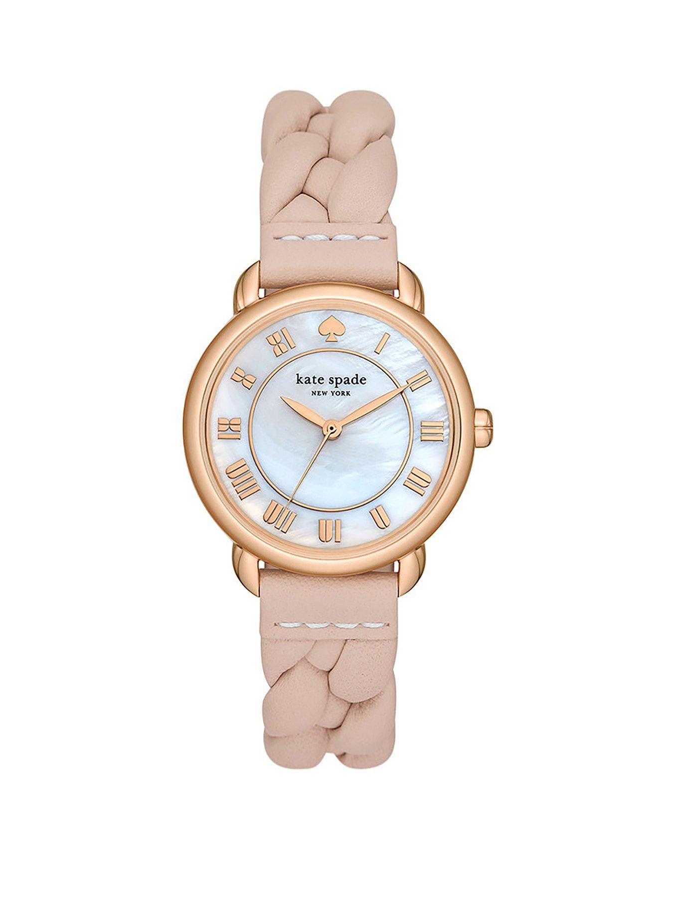 Product photograph of Kate Spade New York Lily Avenue Pink Leather Watch from very.co.uk