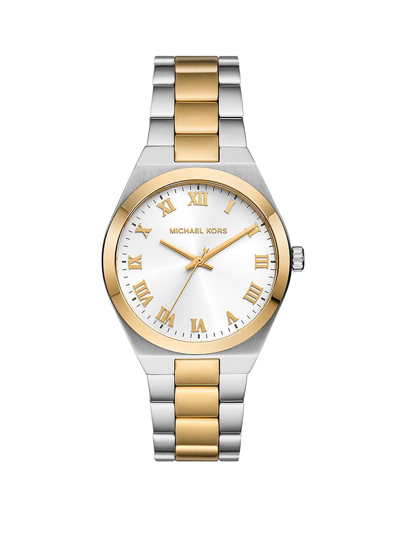 Product photograph of Michael Kors Lennox Three-hand Two-tone Stainless Steel Watch from very.co.uk