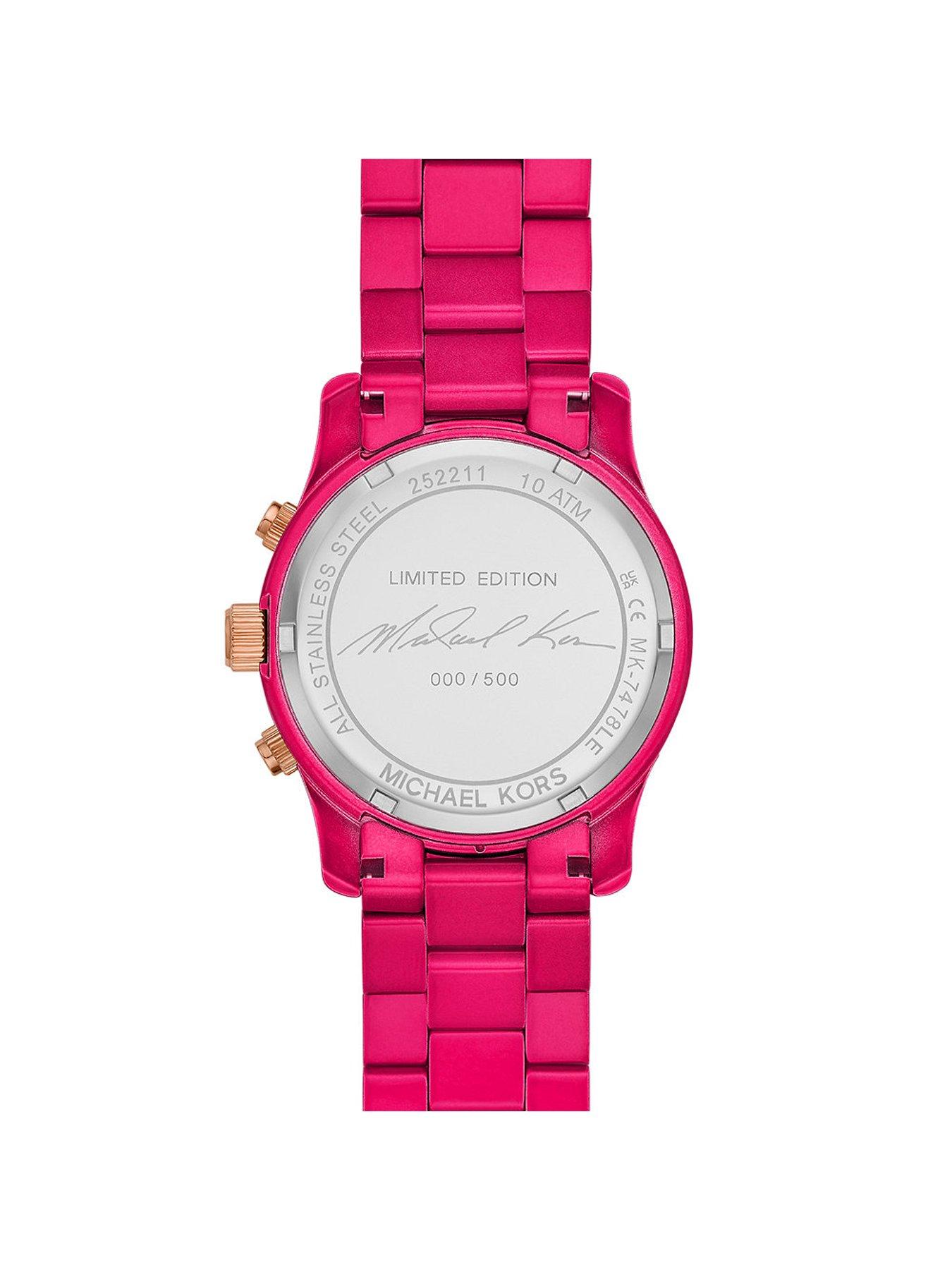 Michael Kors Limited Edition Runway Chronograph Deep Pink Stainless Steel Watch Very