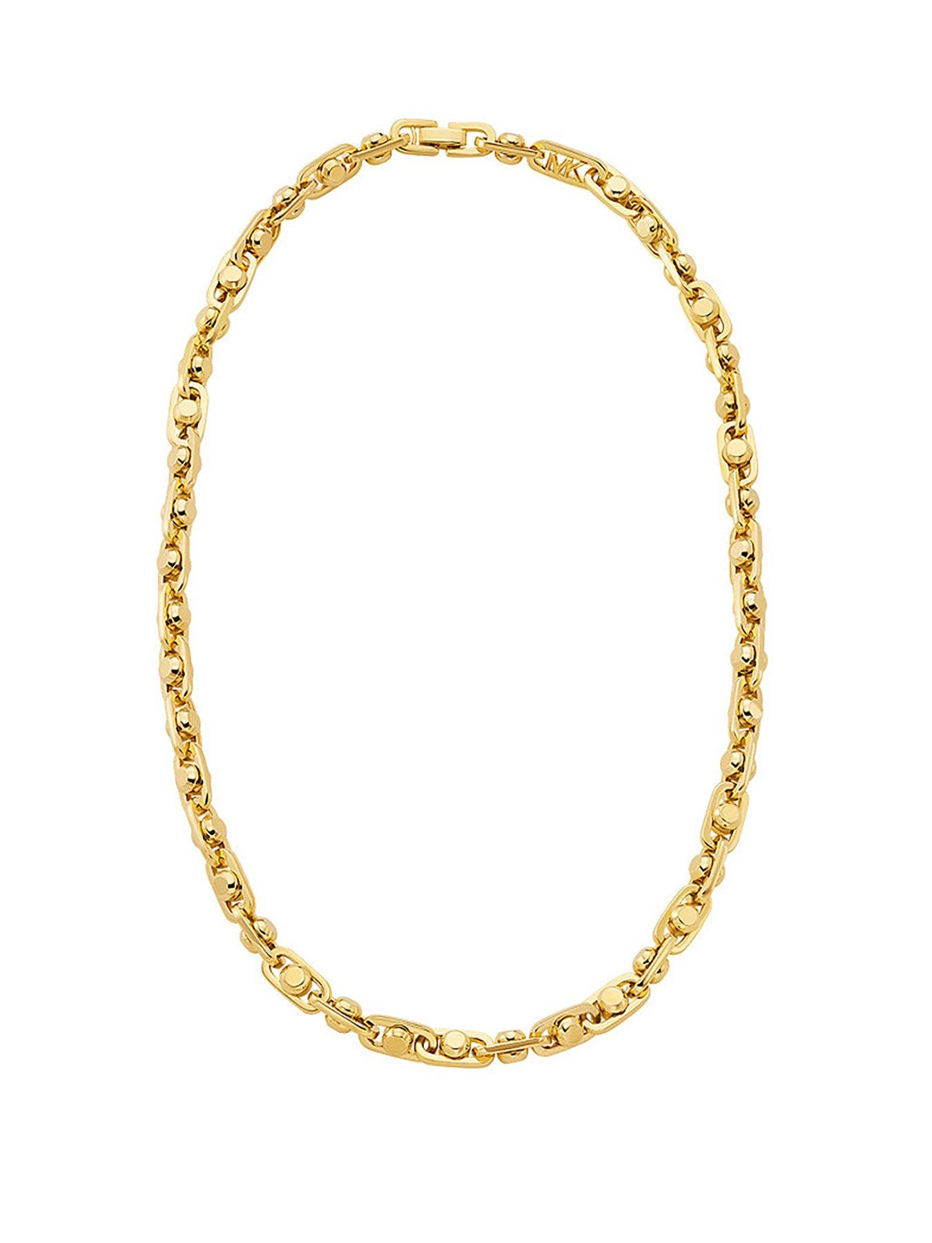 Product photograph of Michael Kors 14k Gold Astor Link Chain Necklace from very.co.uk