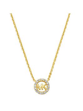 michael kors 14k gold sterling silver logo pendant necklace
