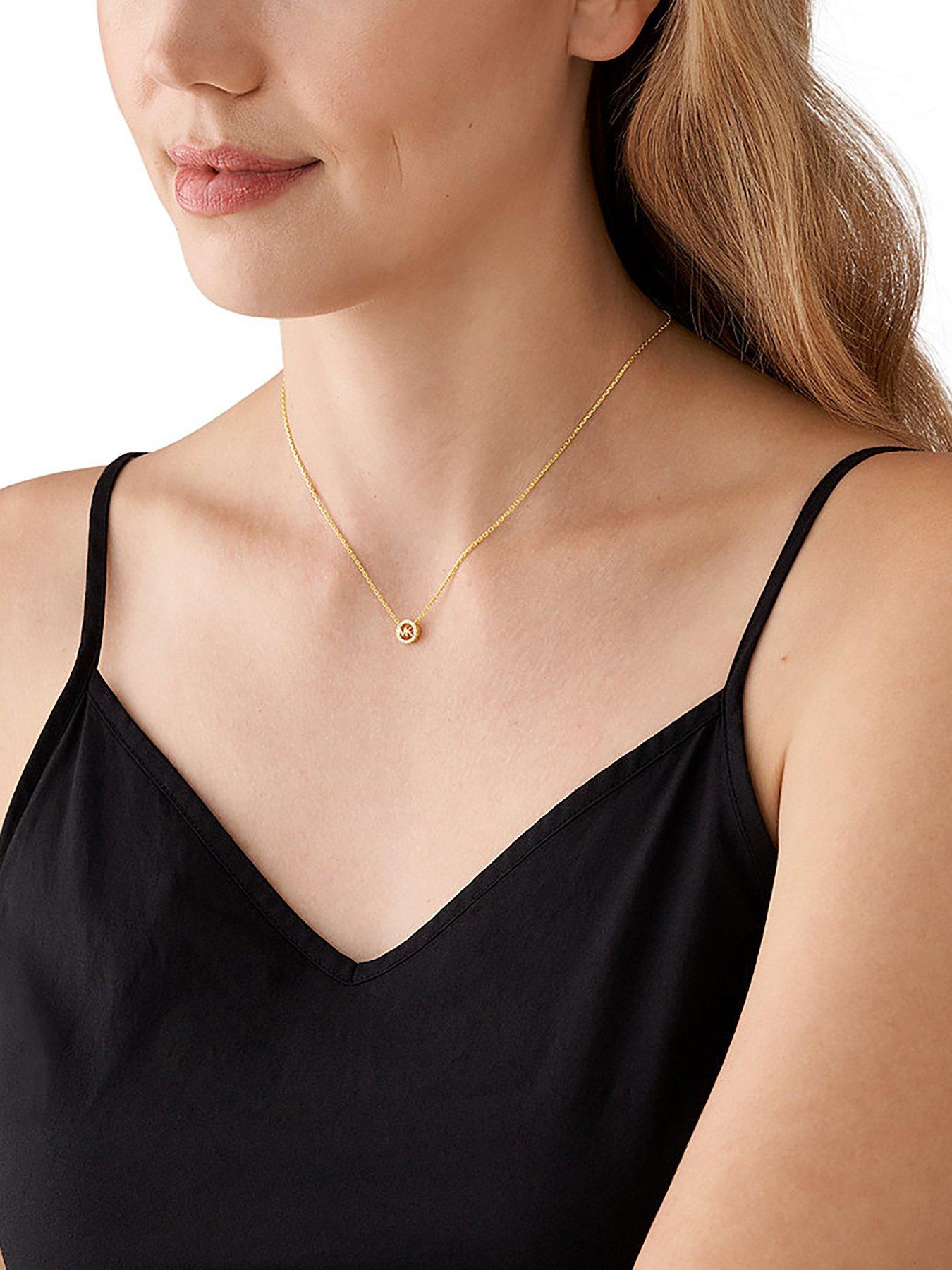 14K Gold Sterling Silver Logo Pendant Necklace