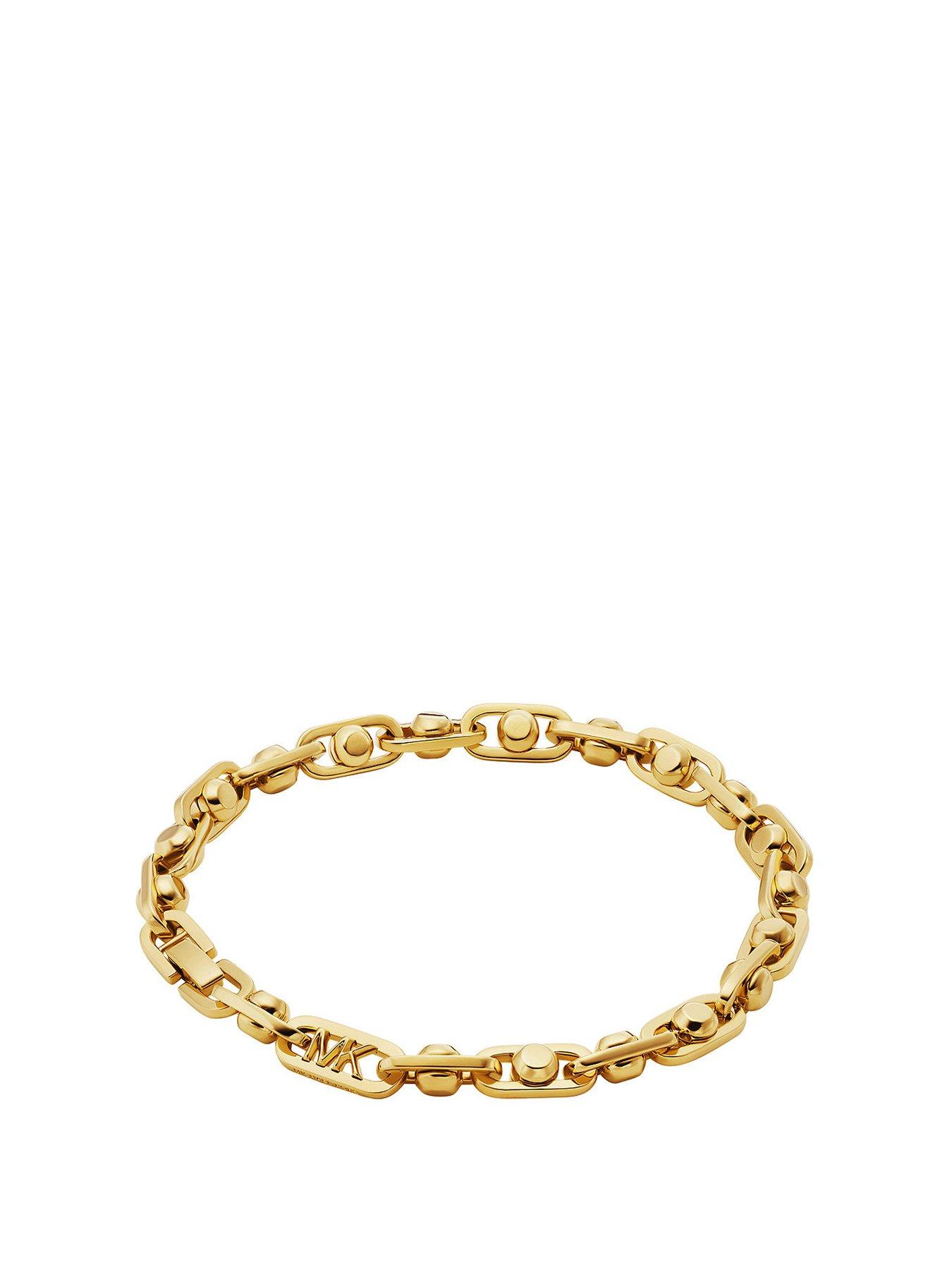 Product photograph of Michael Kors 14k Gold Astor Link Chain Bracelet from very.co.uk